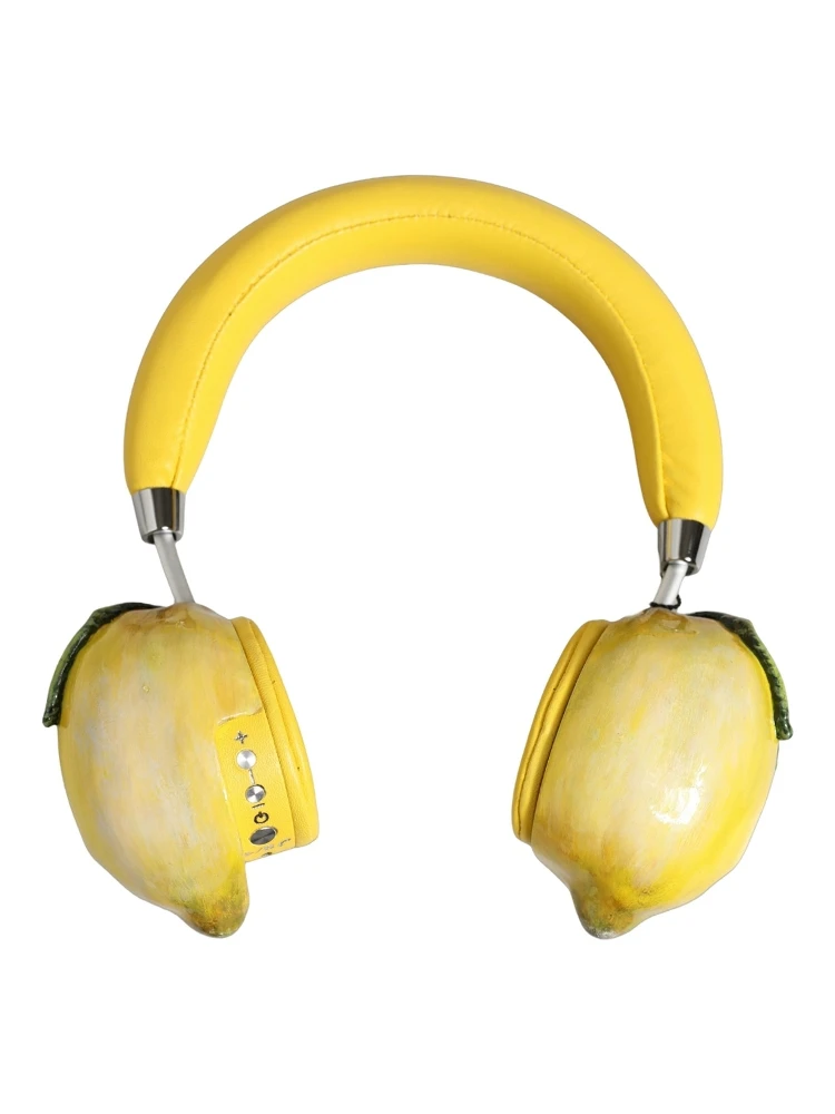Yellow Vibrant Lemon Leather Headset Headphones alternative