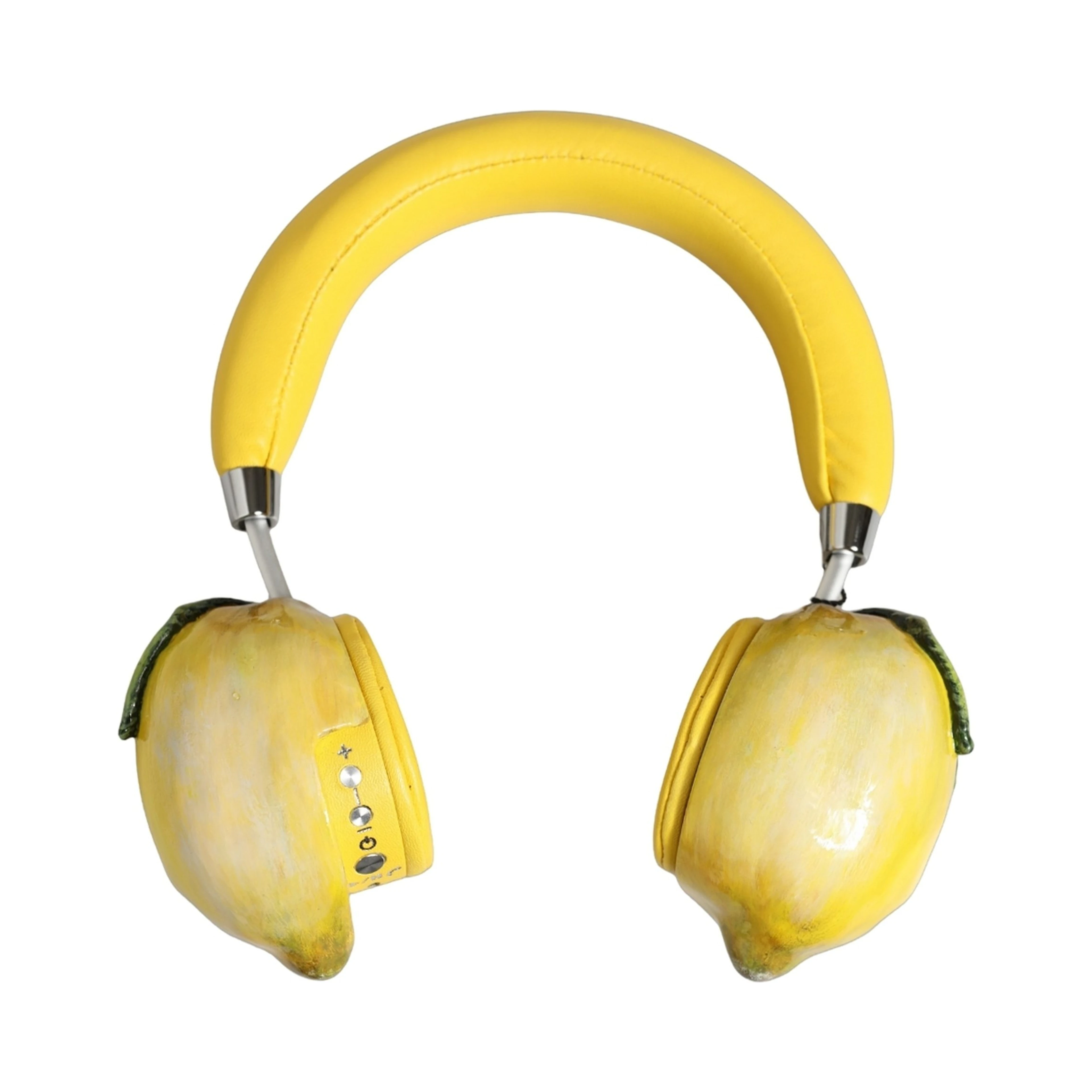 Yellow Vibrant Lemon Leather Headset Headphones