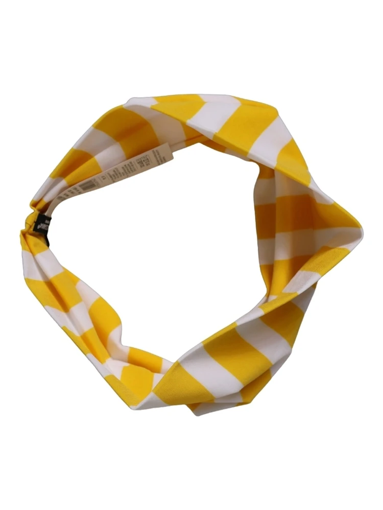Yellow White Stripes Nylon Head Wrap One Size Headband