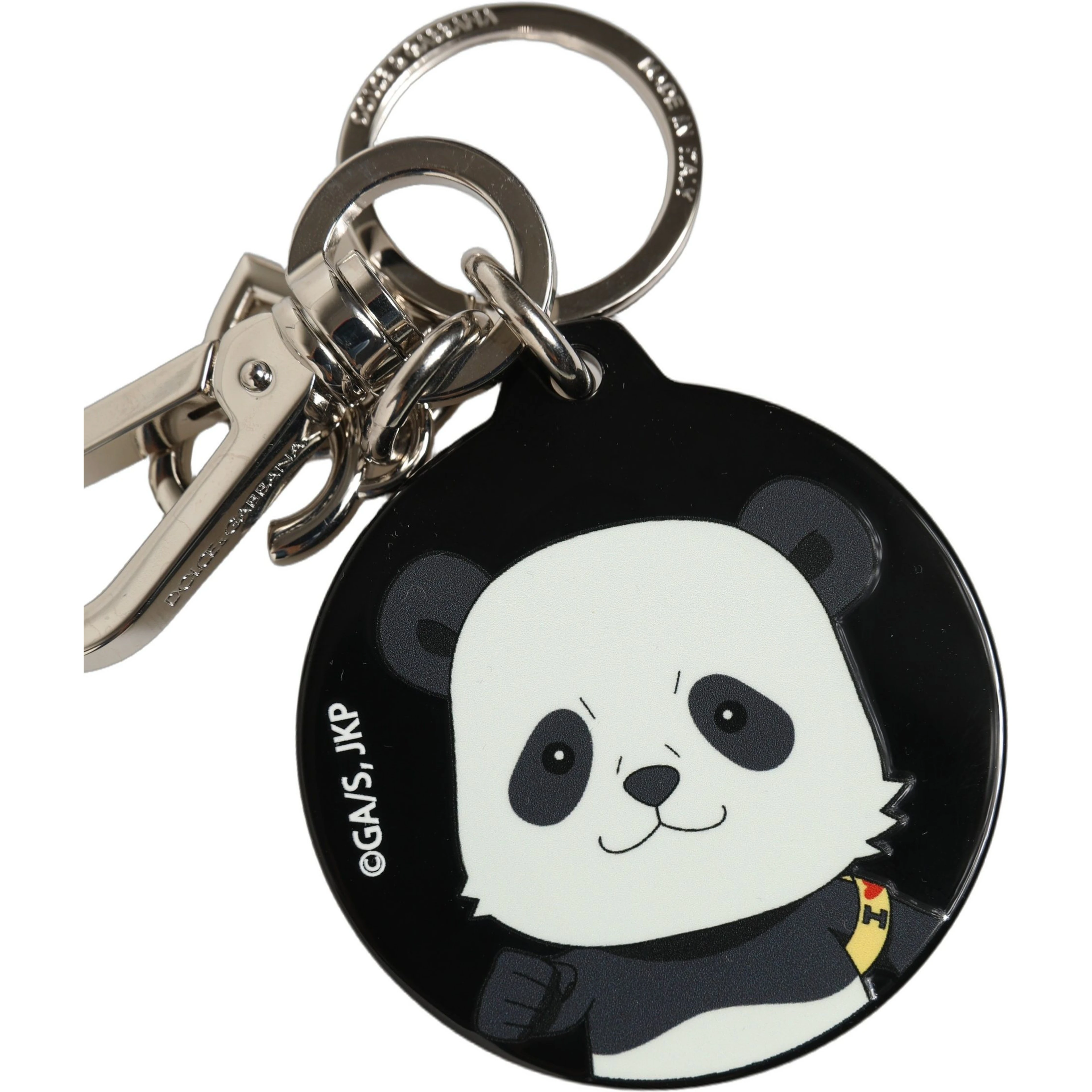 Black Kaisen Panda Chibi Charm Metal Keychain Keyring