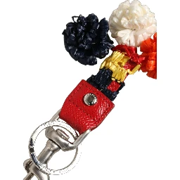 Raffia Leather Clasp Finder Chain Keyring Multicolor