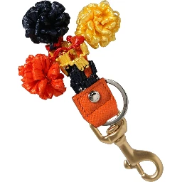Raffia Leather Clasp Finder Chain Keyring Multicolor