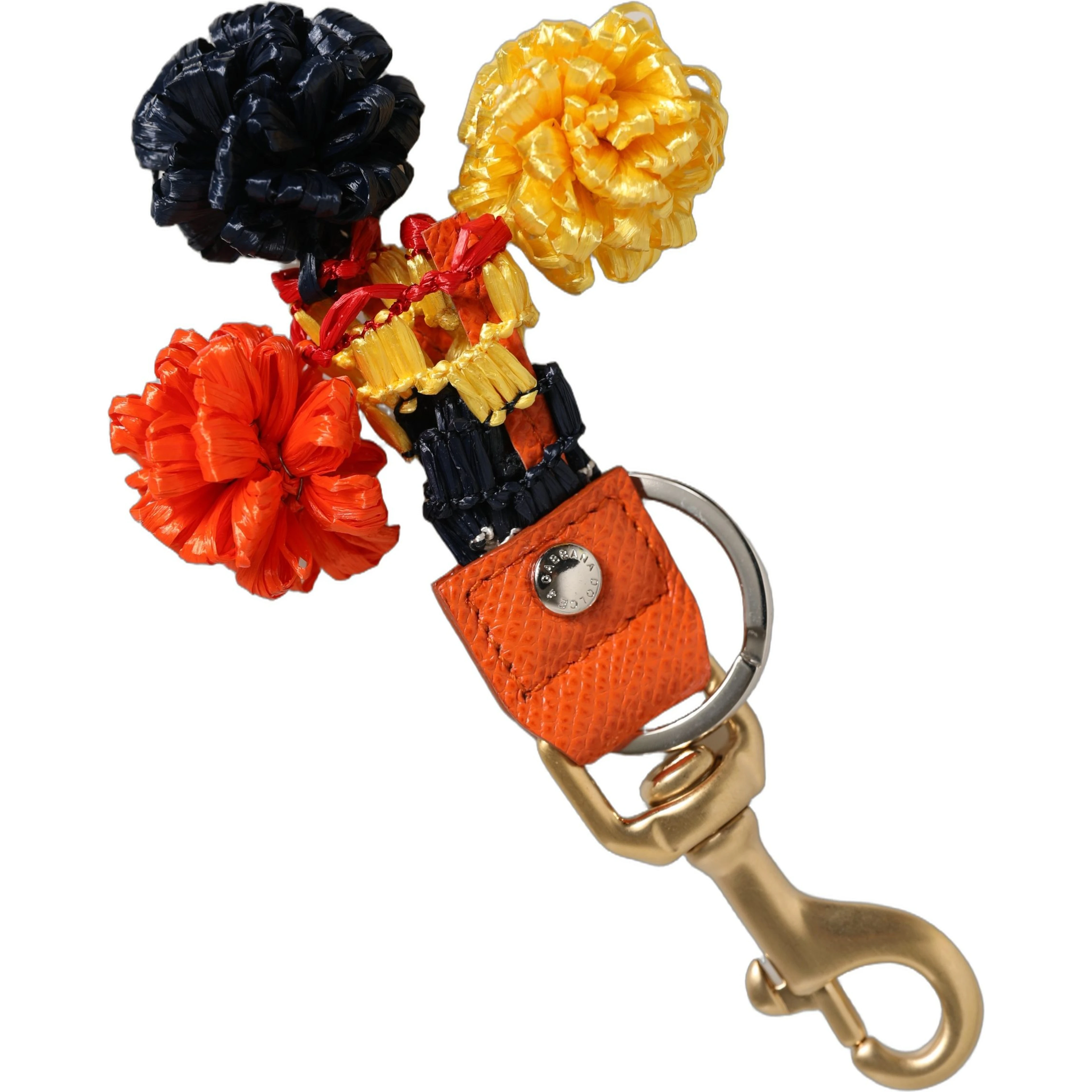 Raffia Leather Clasp Finder Chain Keyring Multicolor