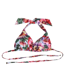 Multicolor Floral Triangle Beachwear Bikini Top
