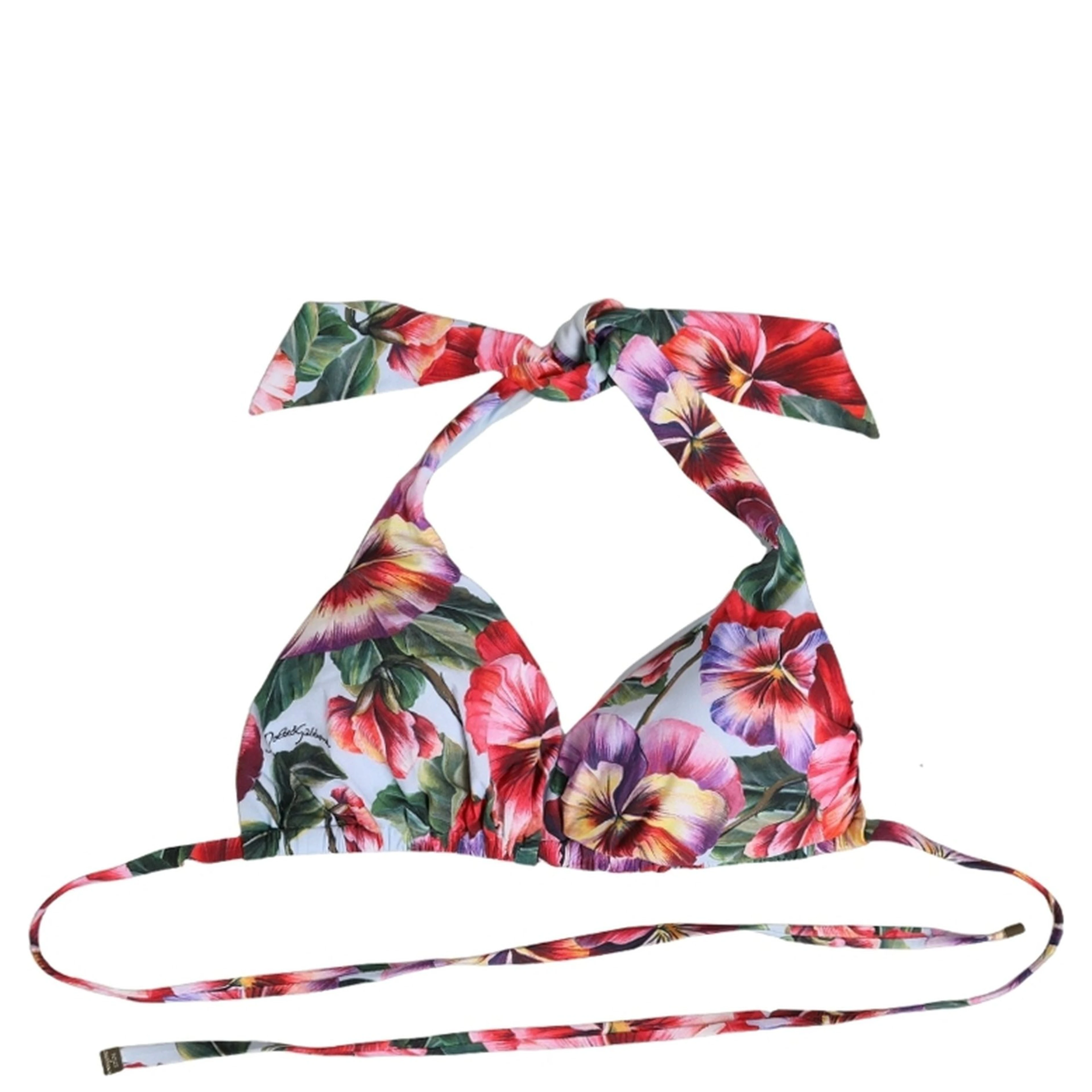 Multicolor Floral Triangle Beachwear Bikini Top