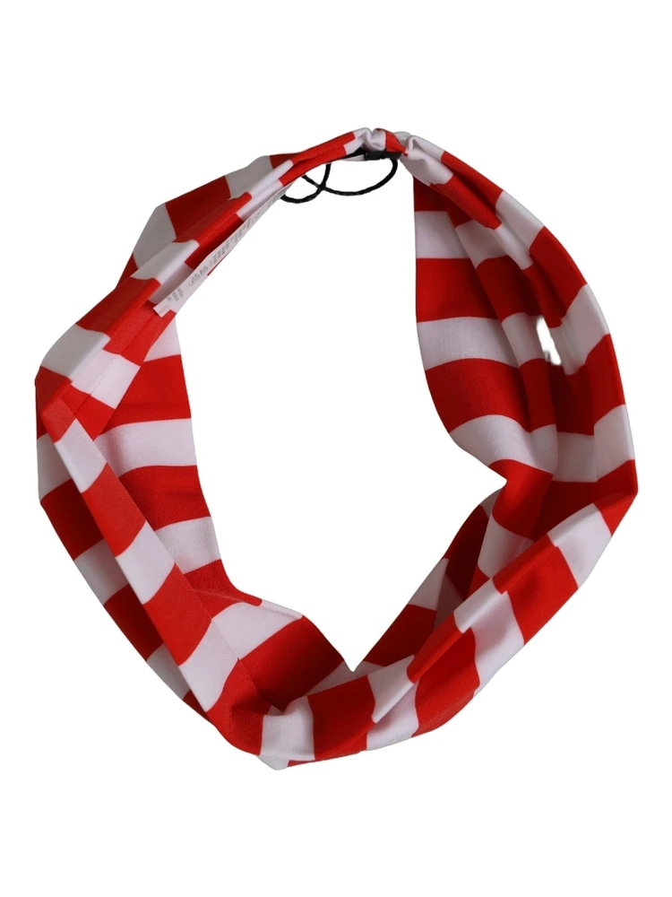 Red White Stripes Nylon Head Wrap One Size Headband