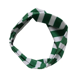 Green White Stripes Nylon Head Wrap One Size Headband