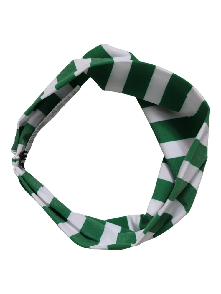 Green White Stripes Nylon Head Wrap One Size Headband