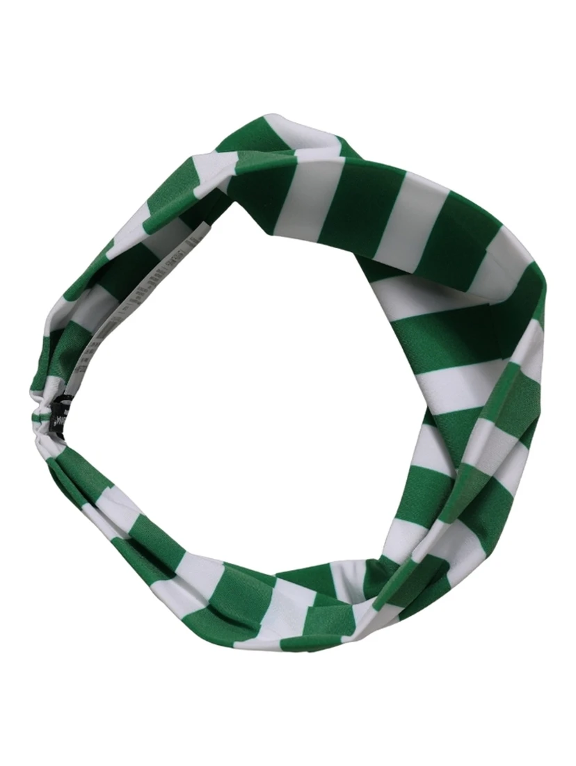 Green White Stripes Nylon Head Wrap One Size Headband