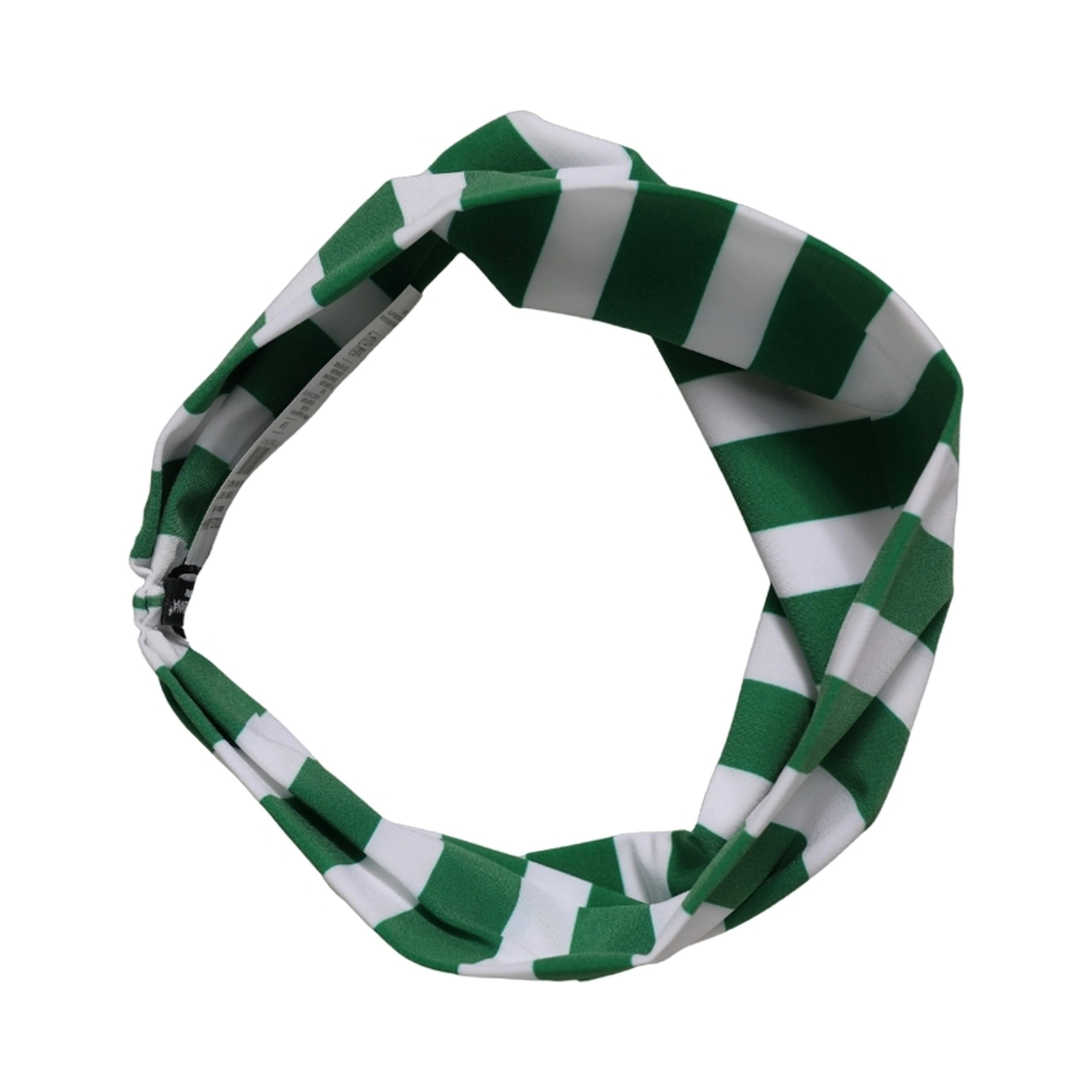 Green White Stripes Nylon Head Wrap One Size Headband
