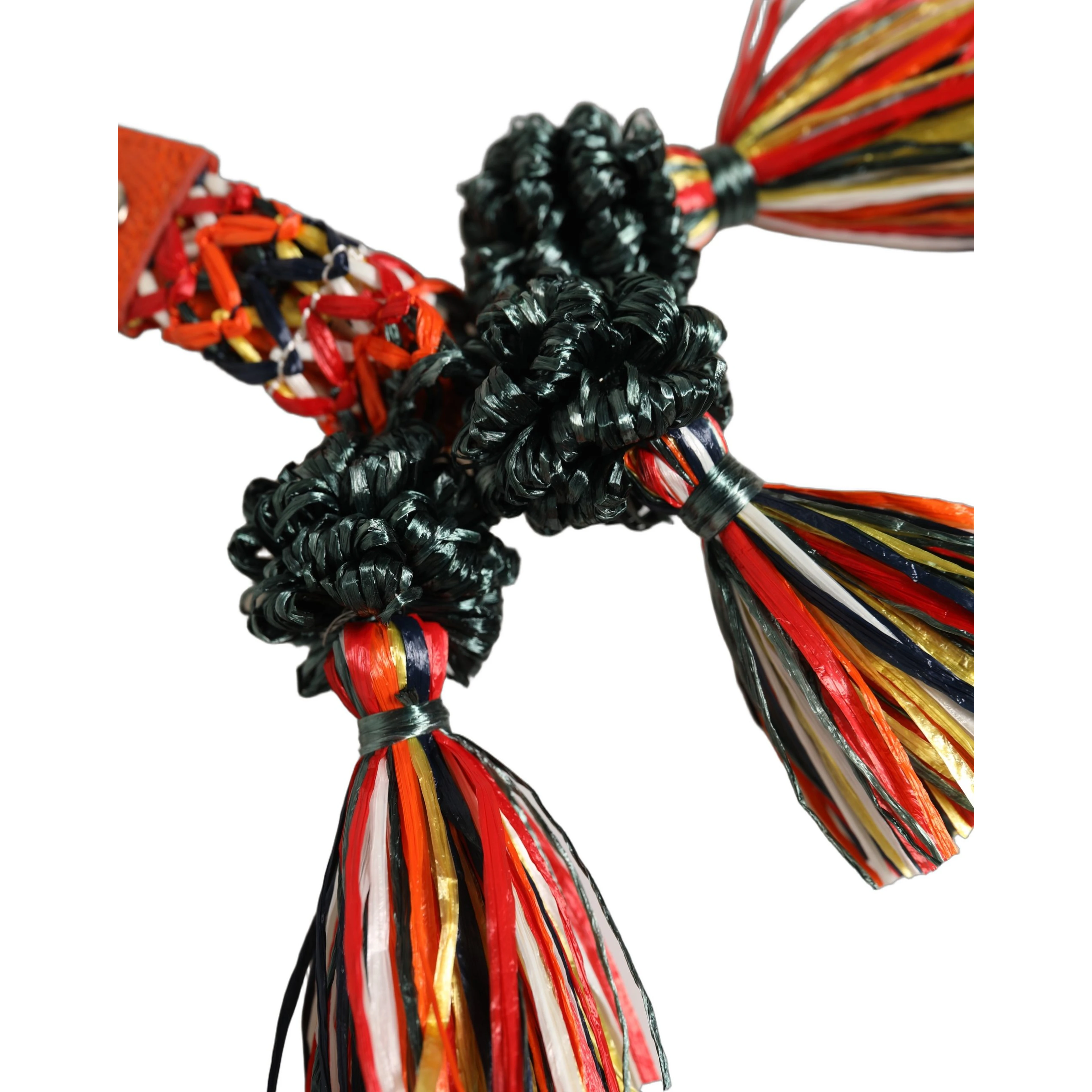 Raffia Leather Clasp Finder Chain Keyring Multicolor