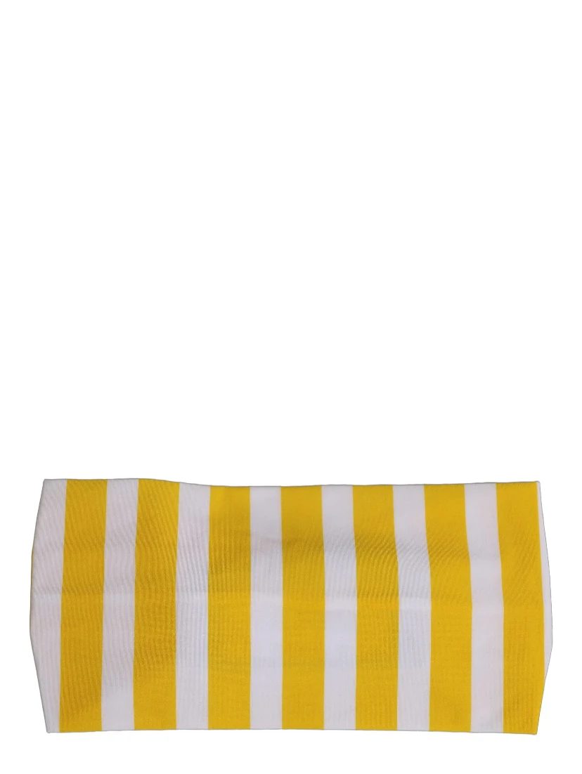 Yellow White Stripes Nylon Head Wrap One Size Headband