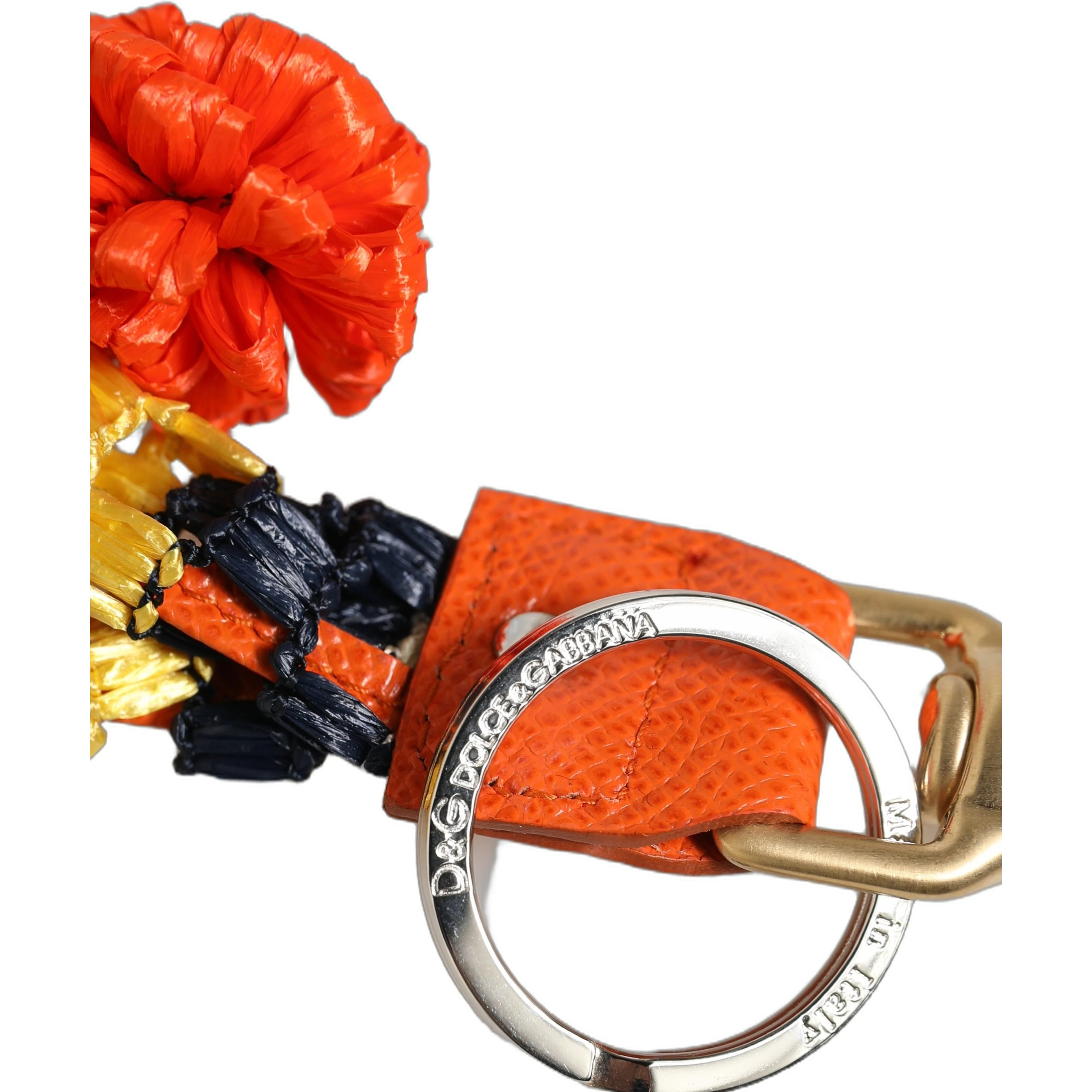 Raffia Leather Clasp Finder Chain Keyring Multicolor