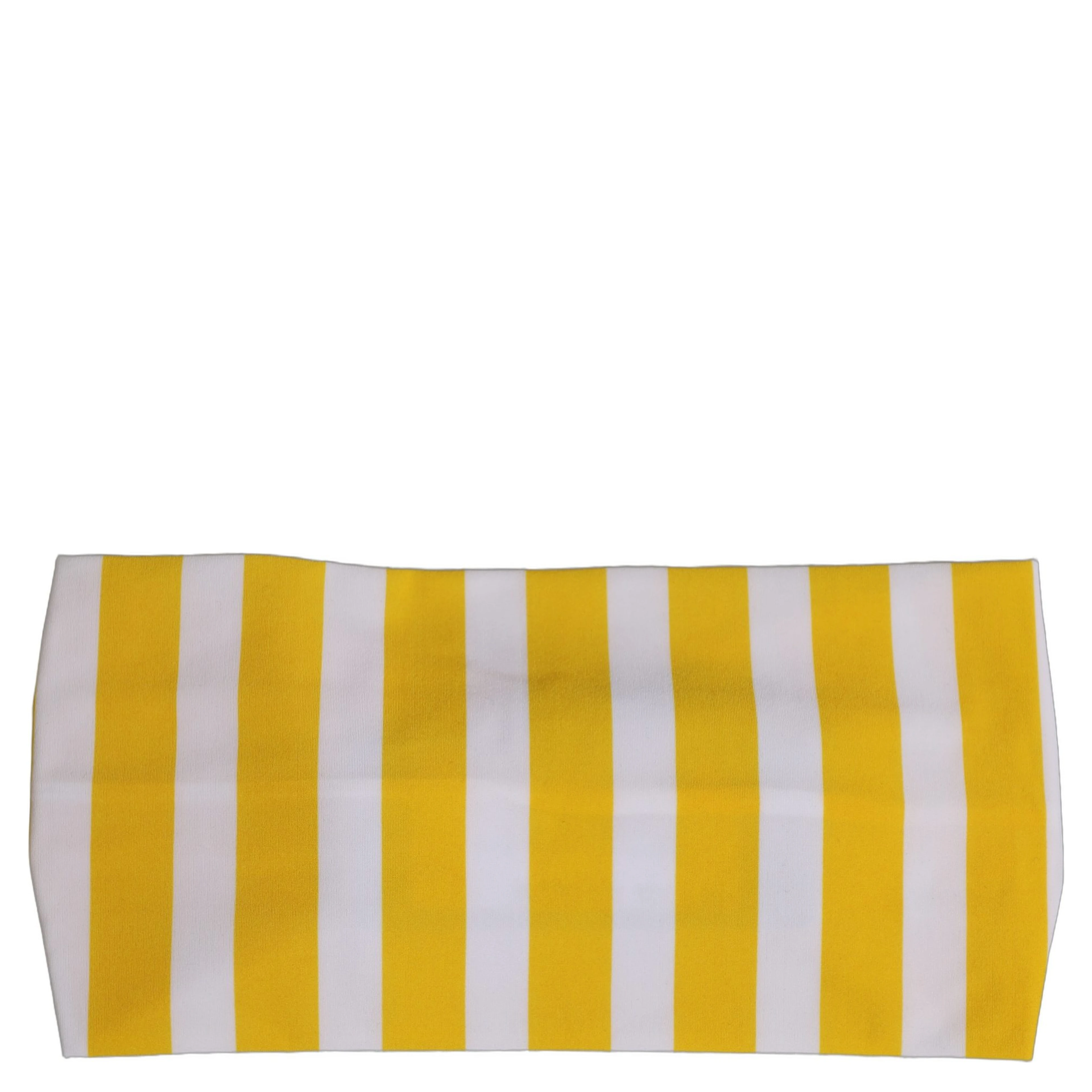 Yellow White Stripes Nylon Head Wrap One Size Headband