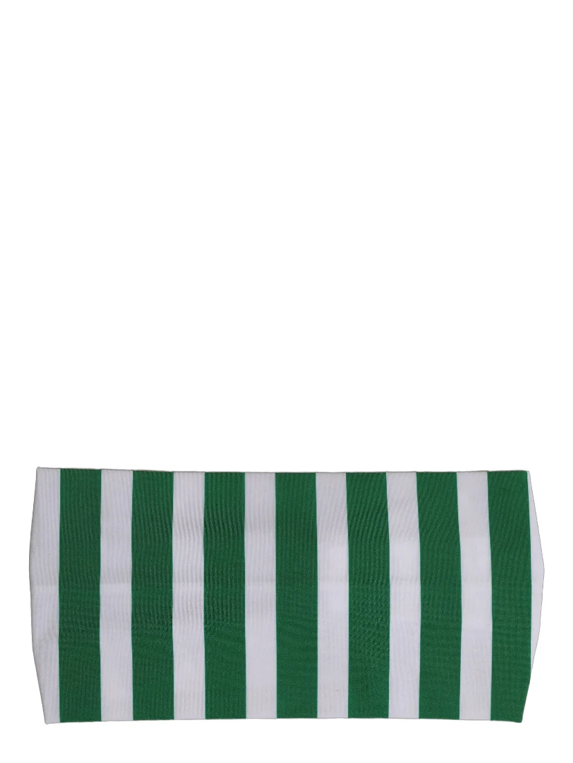Green White Stripes Nylon Head Wrap One Size Headband
