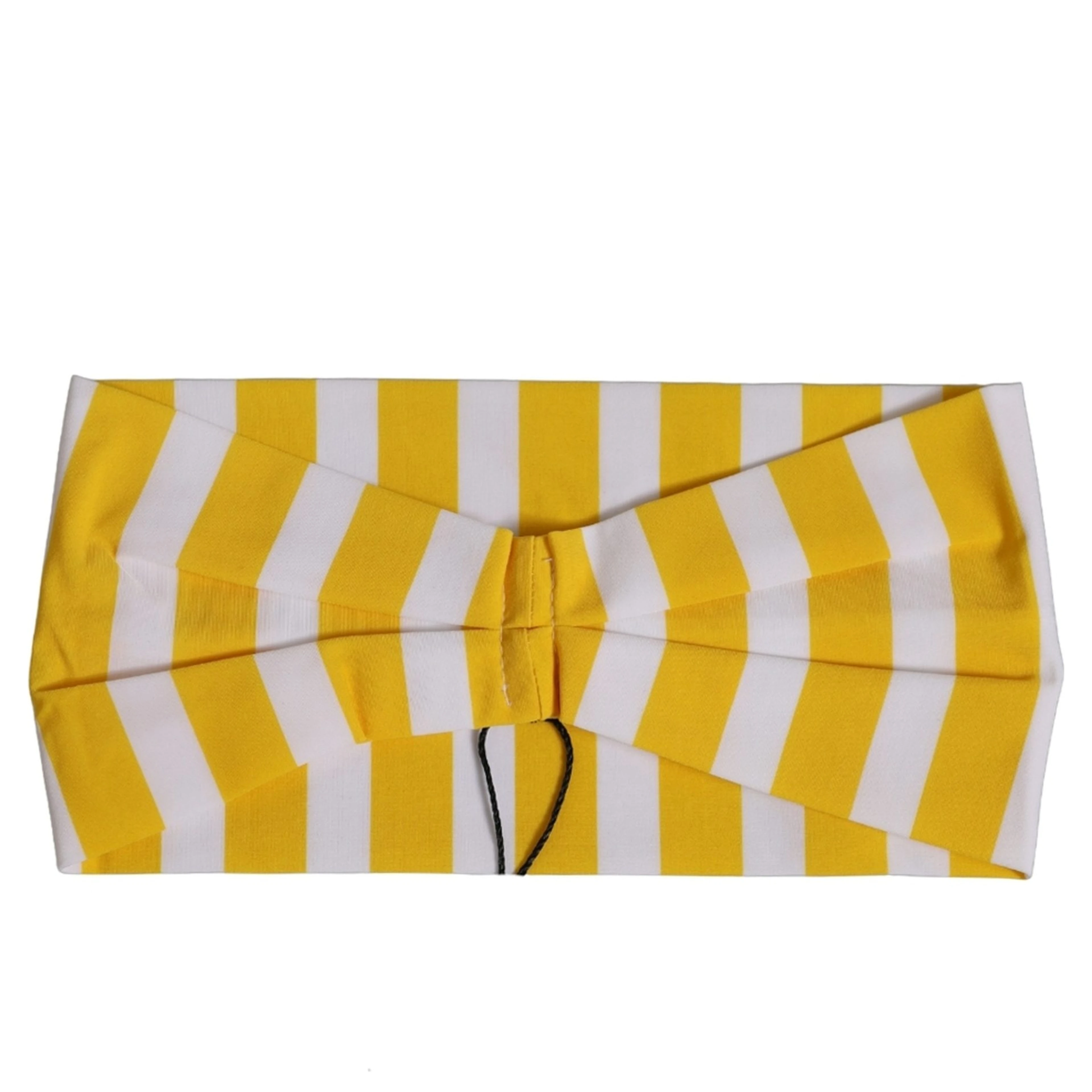 Yellow White Stripes Nylon Head Wrap One Size Headband