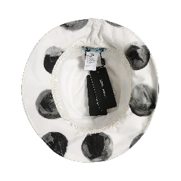 White Cotton Big Polka Dot Pattern Bucket Hat