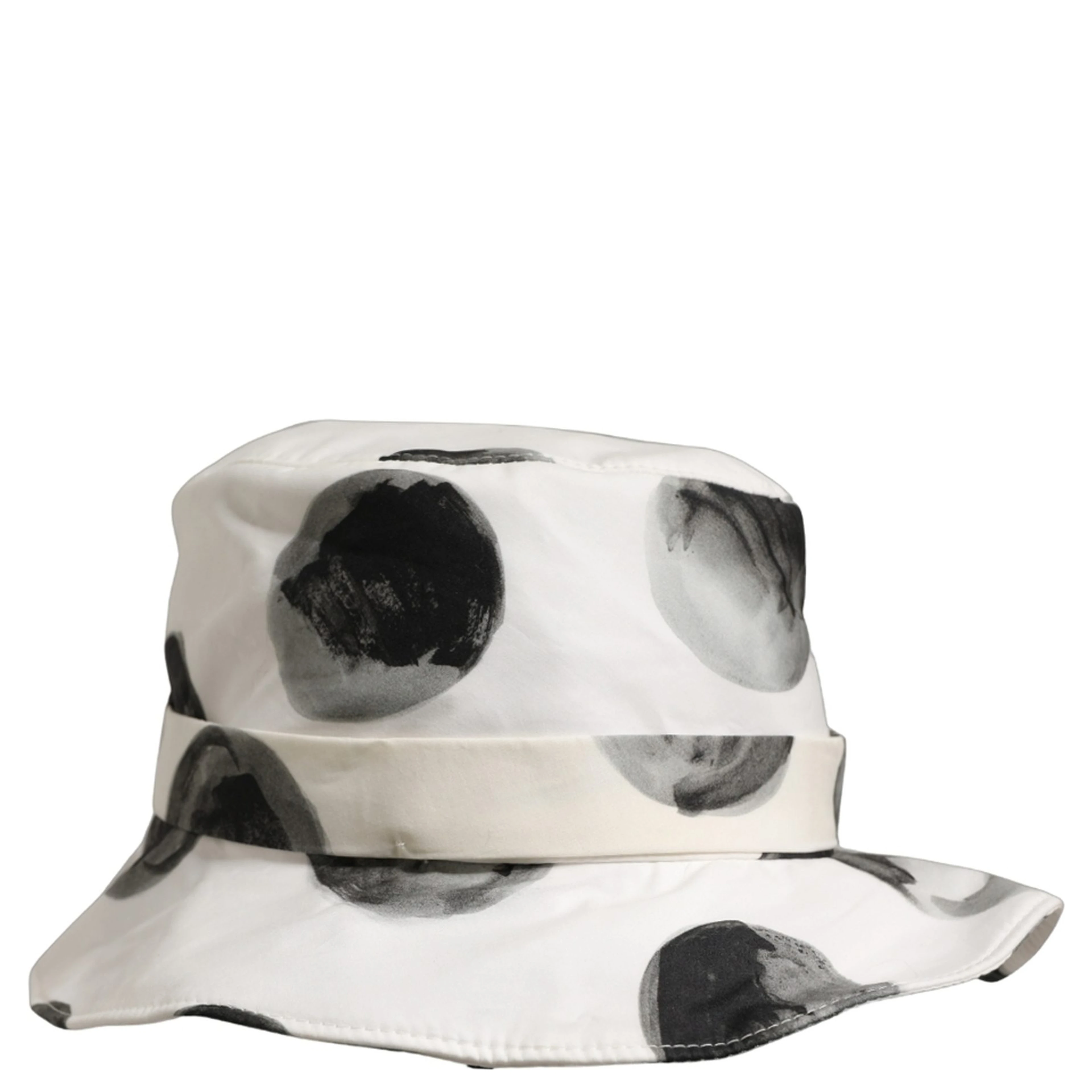White Cotton Big Polka Dot Pattern Bucket Hat