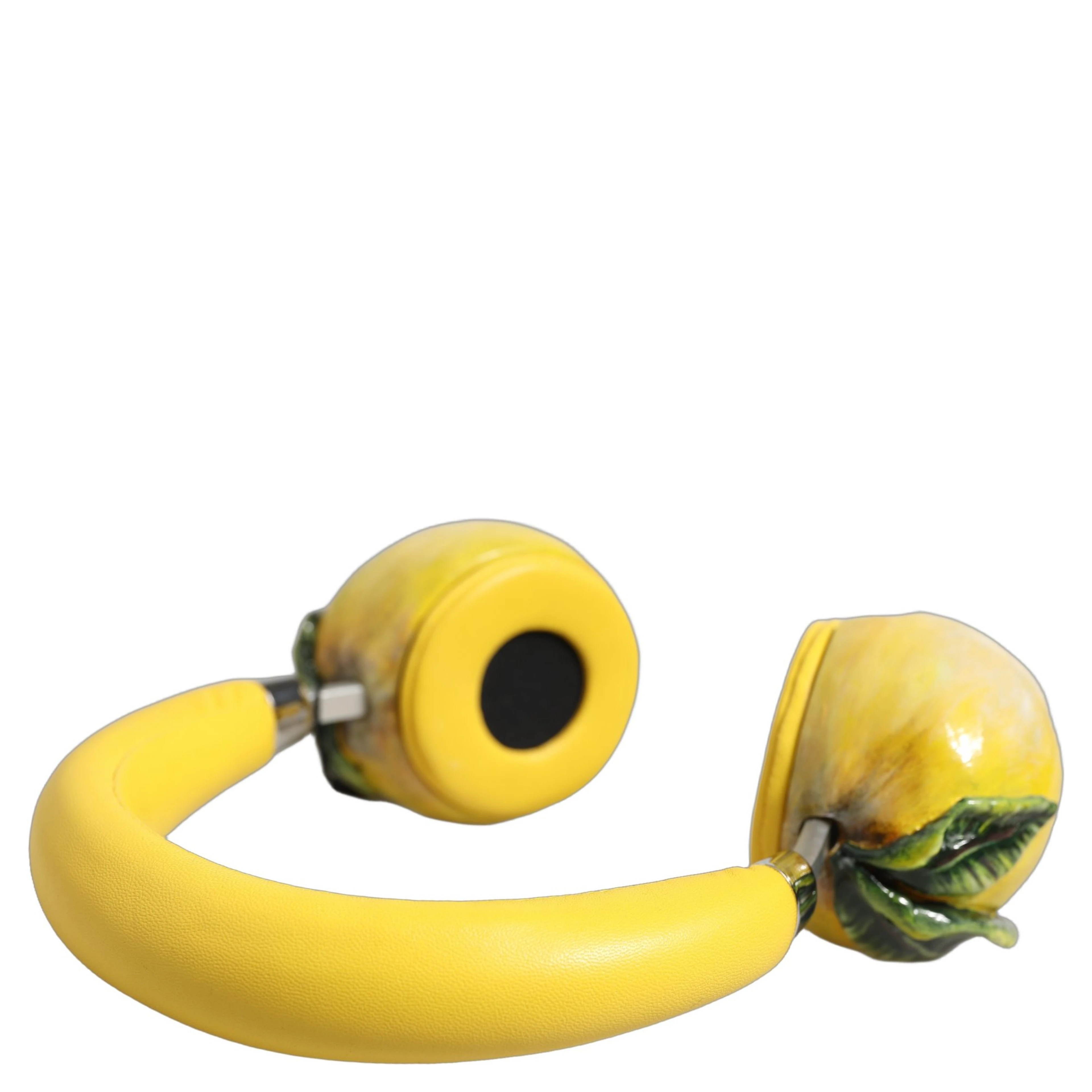 Yellow Vibrant Lemon Leather Headset Headphones