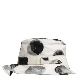 White Cotton Big Polka Dot Pattern Bucket Hat
