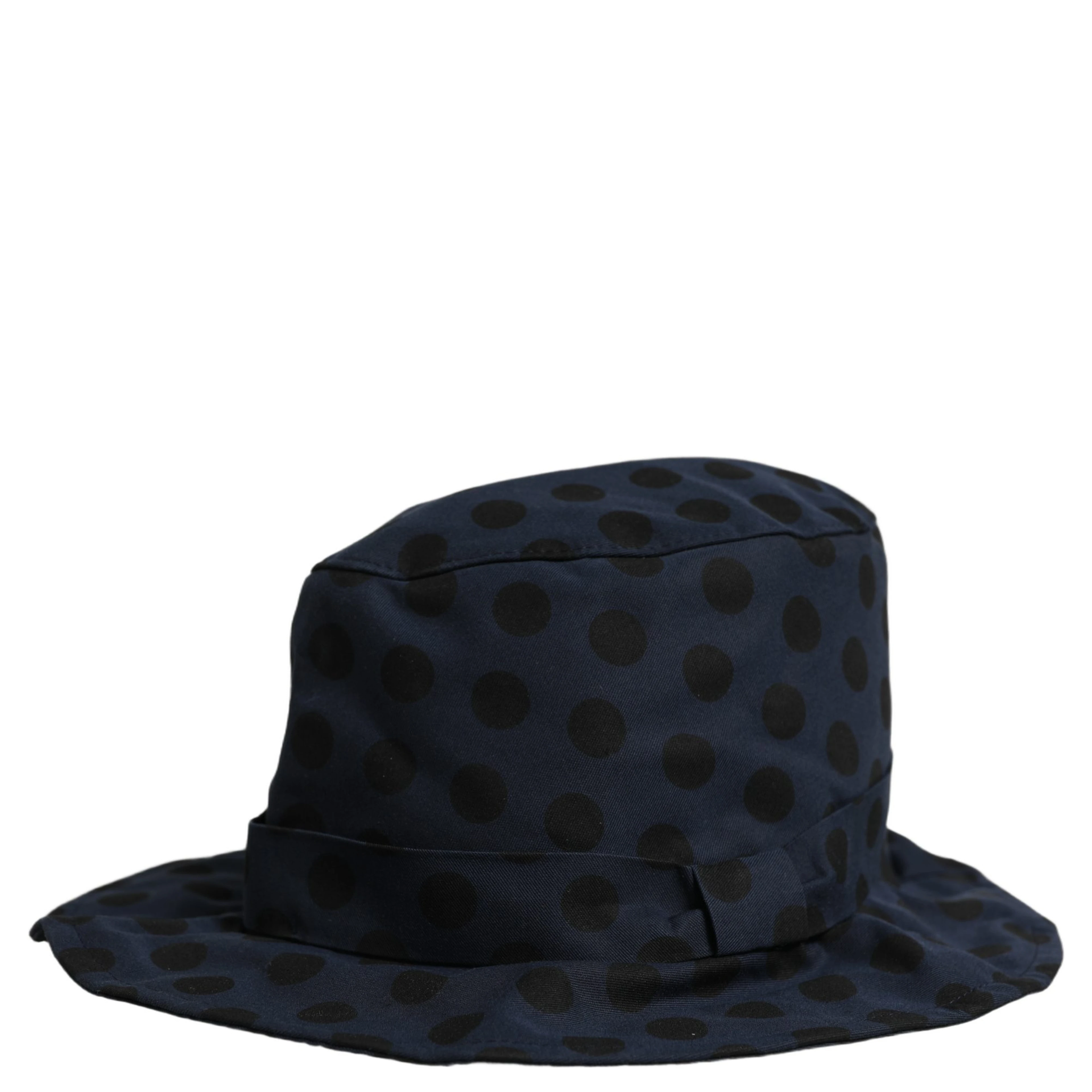 Blue Black Polka Dot Cotton Bucket Capello Hat