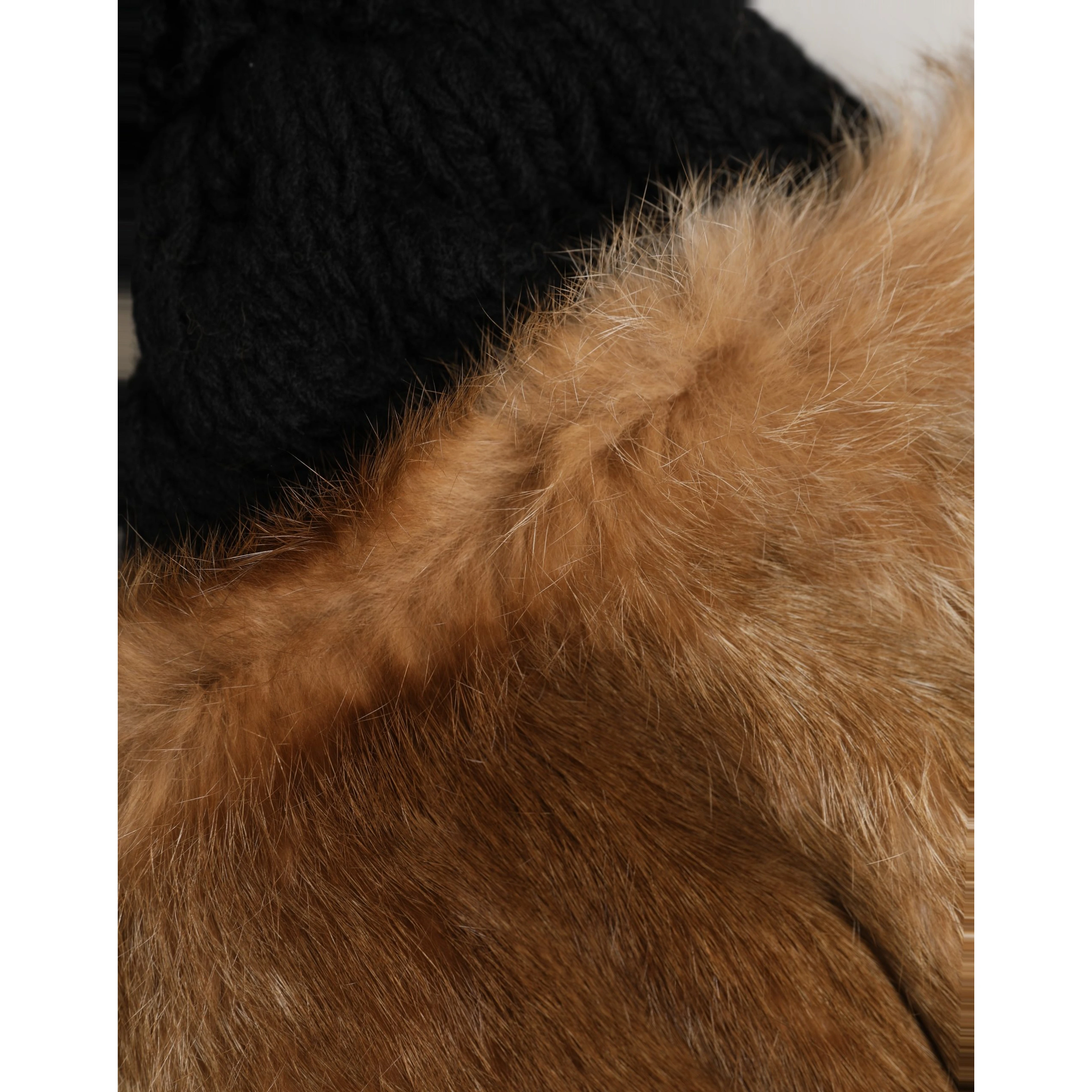 Black Brown Dyed Rabbit Real Fur Winter Beanie Hat