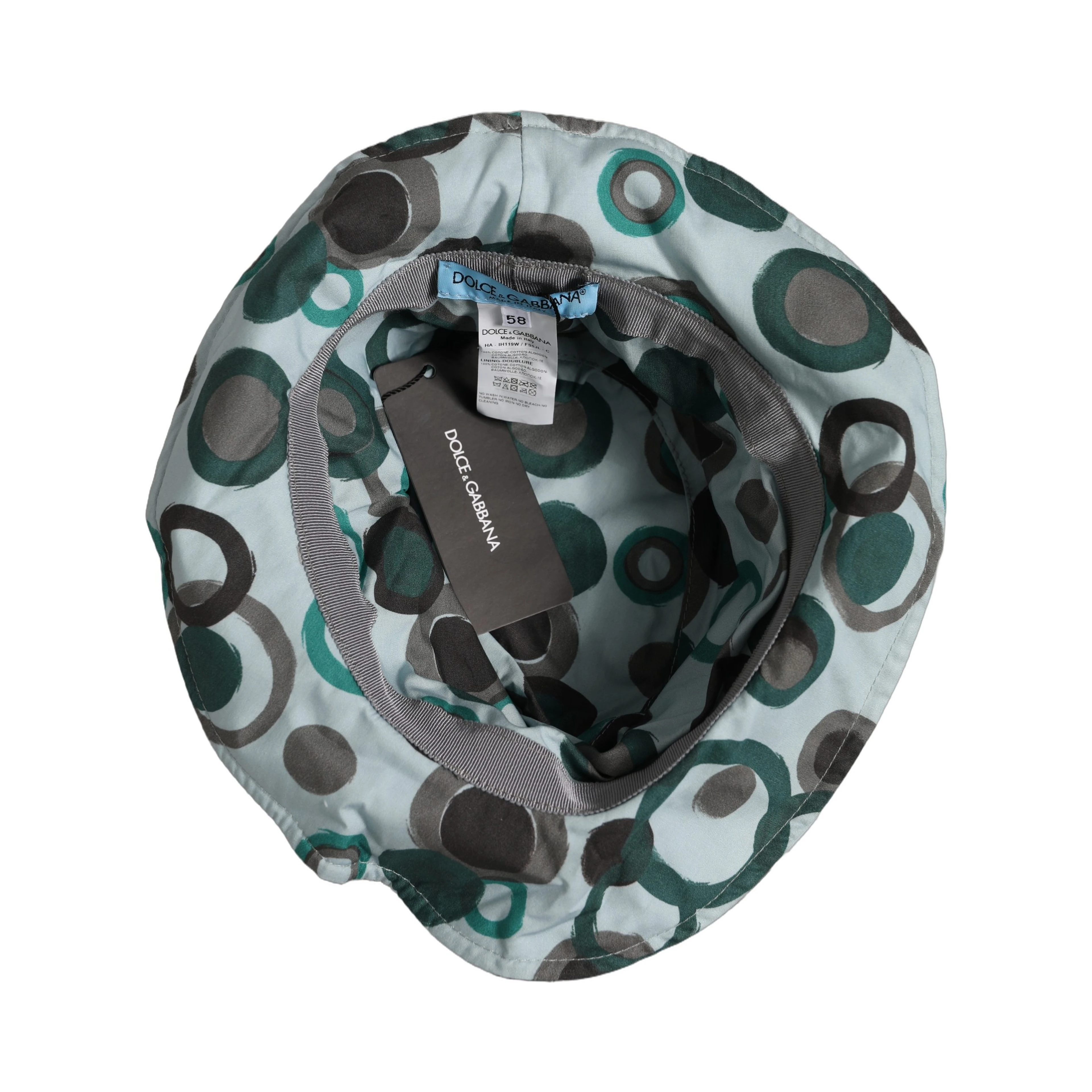 Teal Cotton Big Polka Dot Pattern Bucket Hat