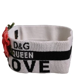 White D&G Queen Love Floral Applique Head Band One Size Hat