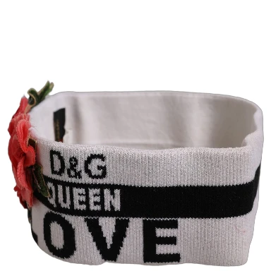 White D&G Queen Love Floral Applique Head Band One Size Hat