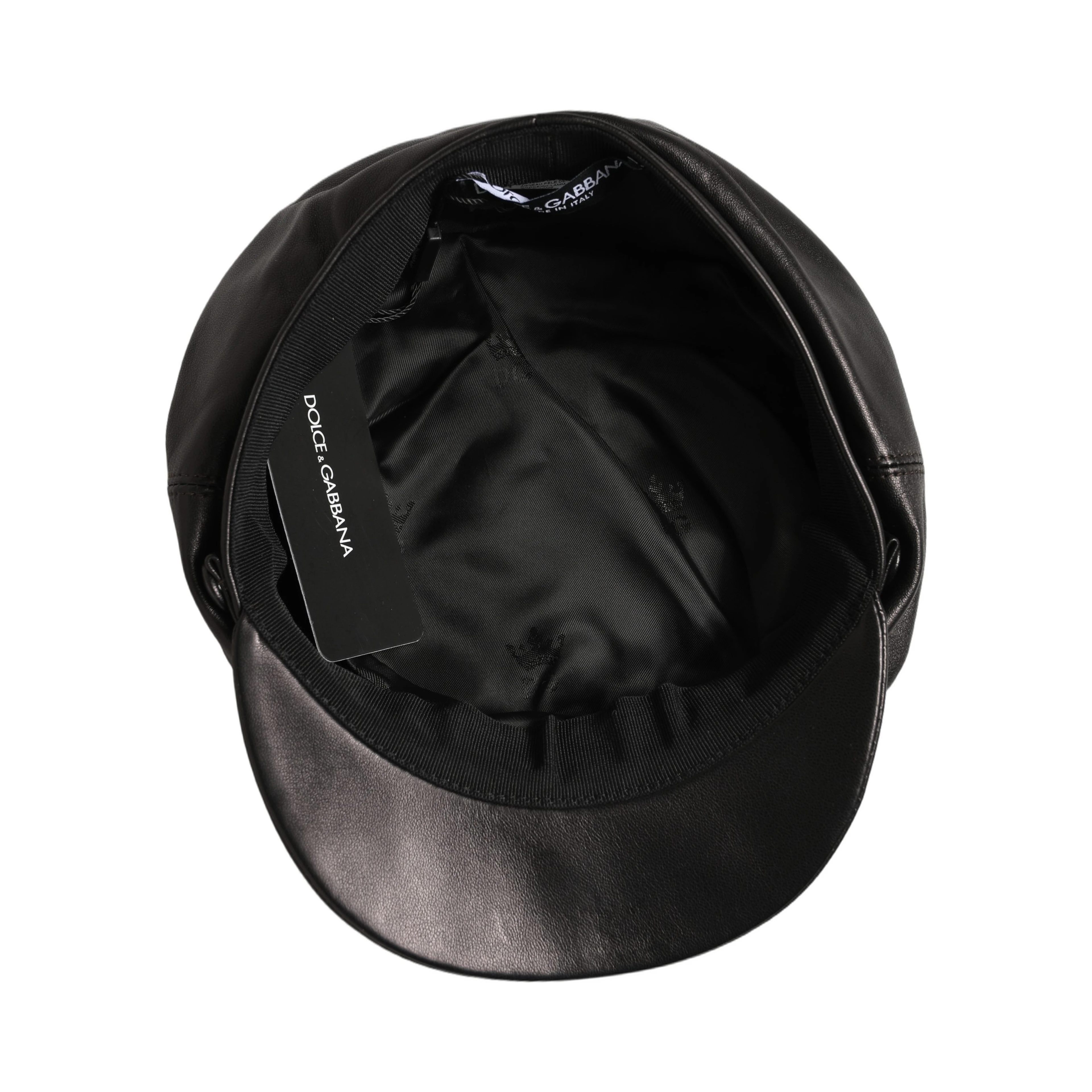Black Lambskin Leather Newsboy Capello Hat