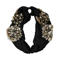 Black Silk Crystal Embellishment One Size Headband