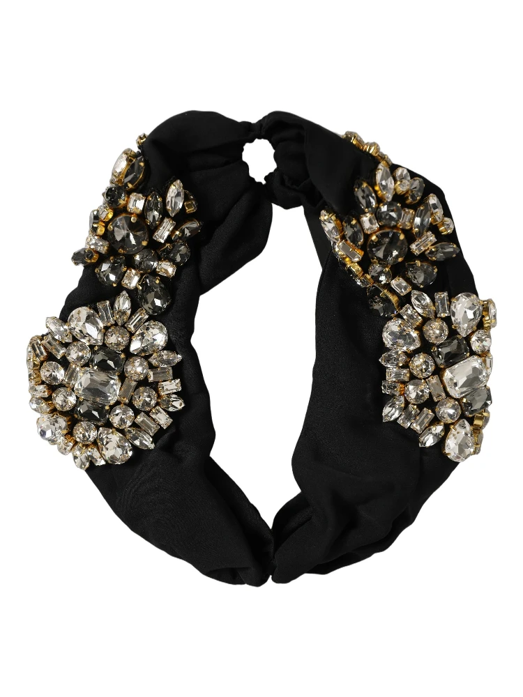 Black Silk Crystal Embellishment One Size Headband
