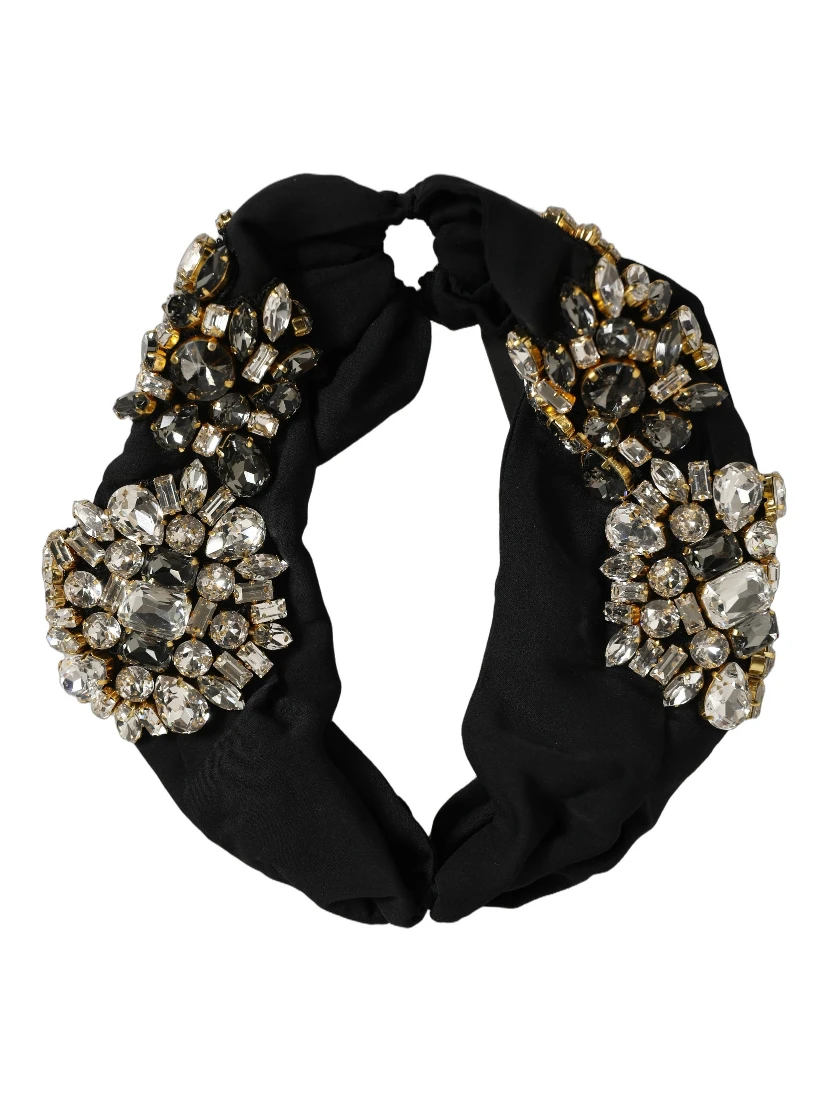 Black Silk Crystal Embellishment One Size Headband