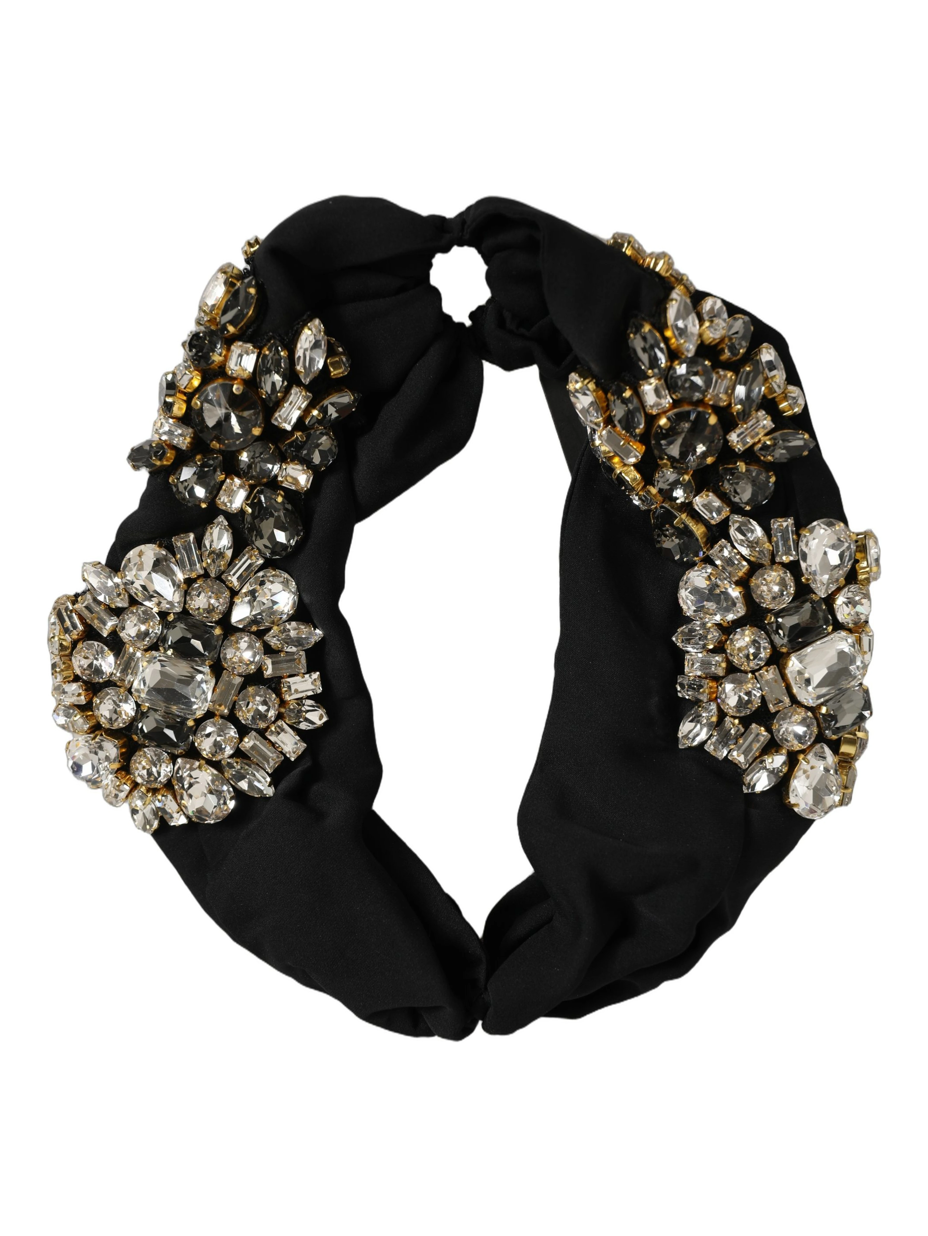 Black Silk Crystal Embellishment One Size Headband