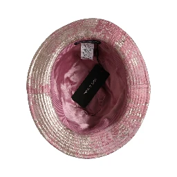 Pink Metallic Jacquard Pattern Bucket Capello Hat