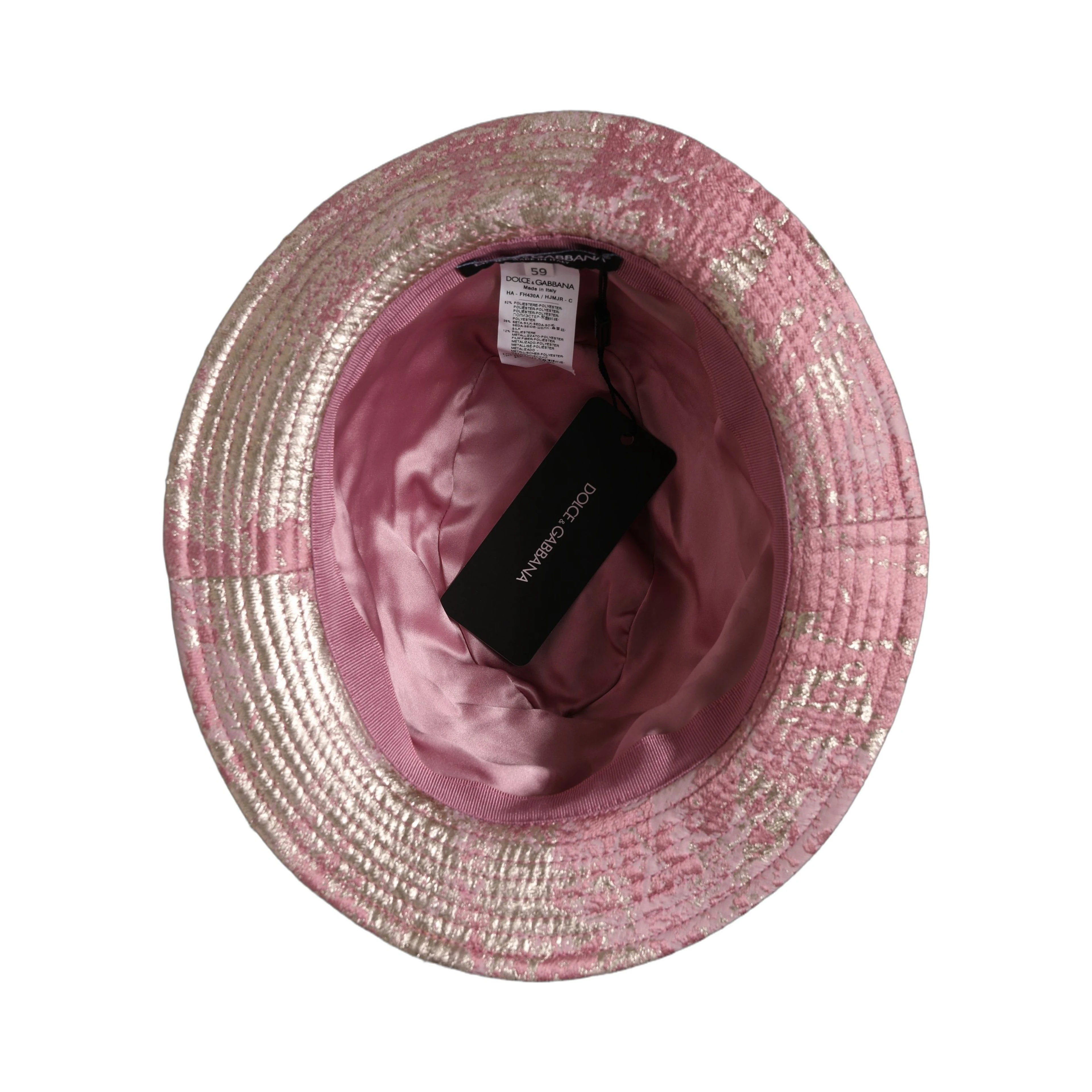 Pink Metallic Jacquard Pattern Bucket Capello Hat