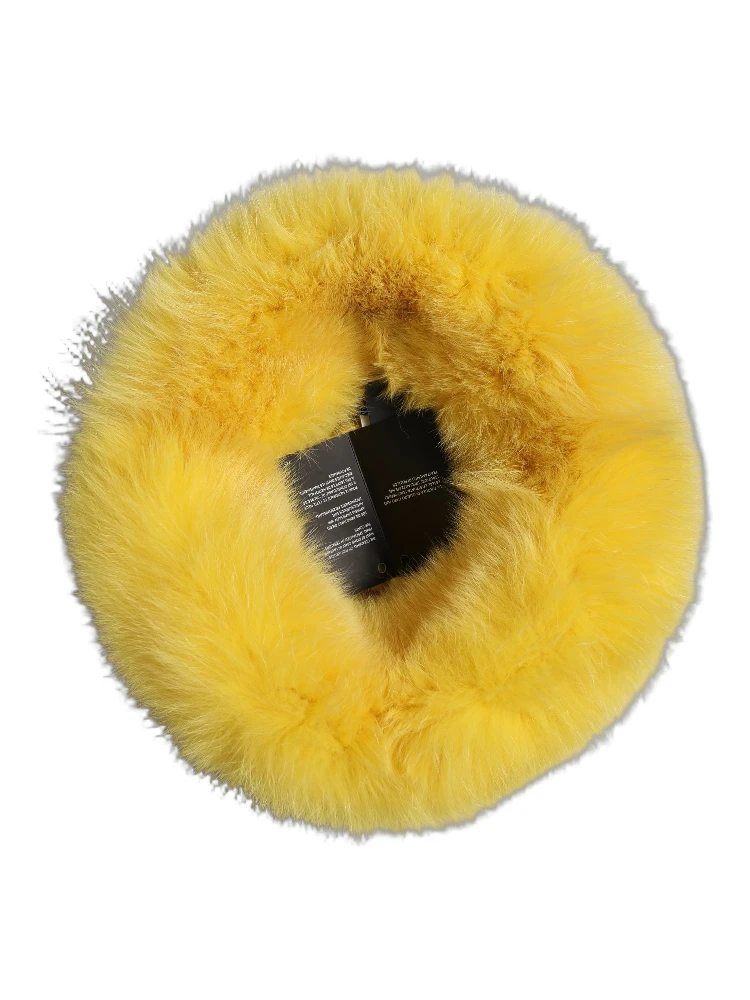 Yellow Fox Fur Womens Bucket Capello Hat
