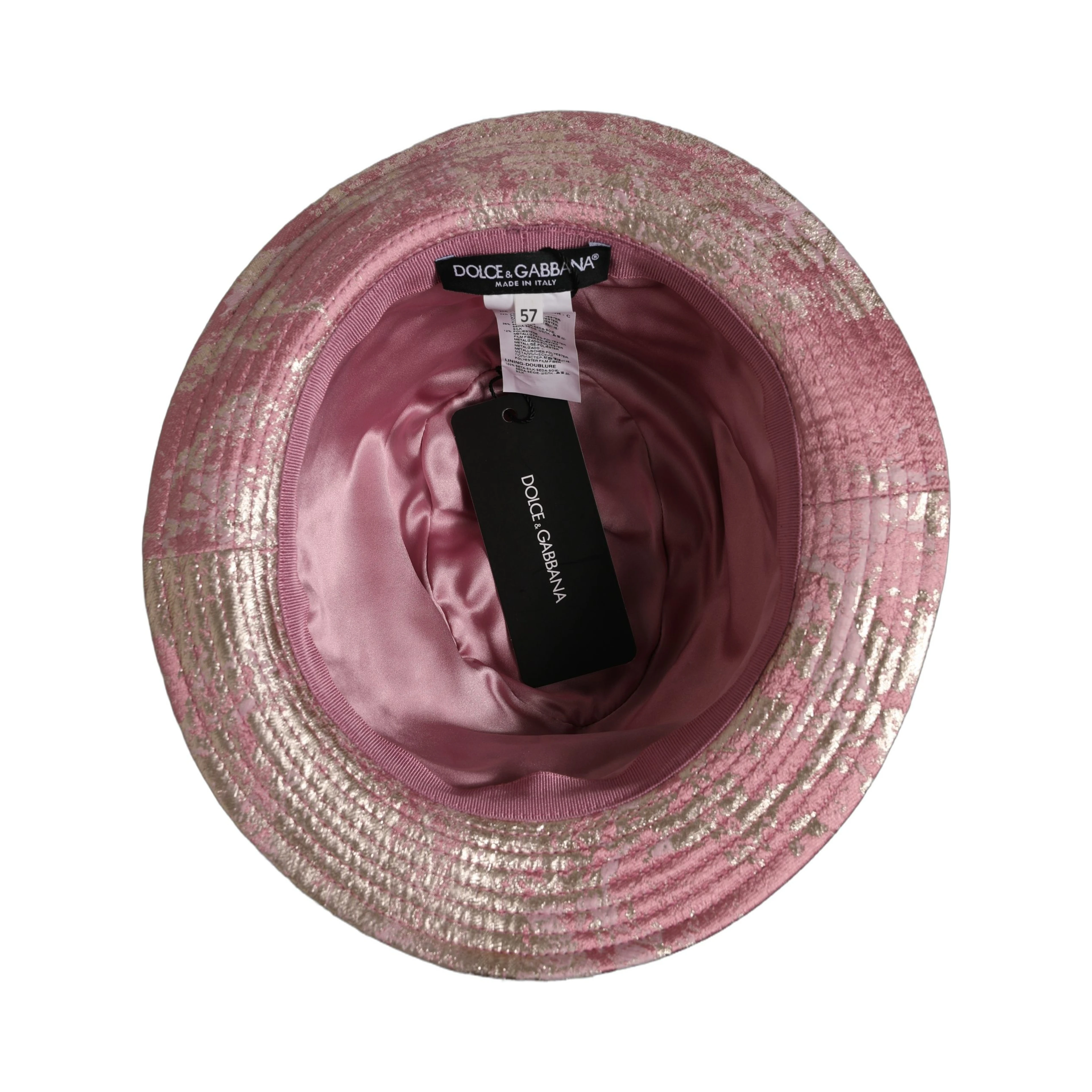Pink Metallic Jacquard Pattern Bucket Capello Hat