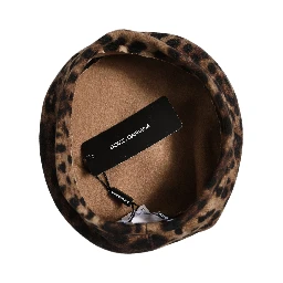 Brown Leopard French Style Beret Capello Hat