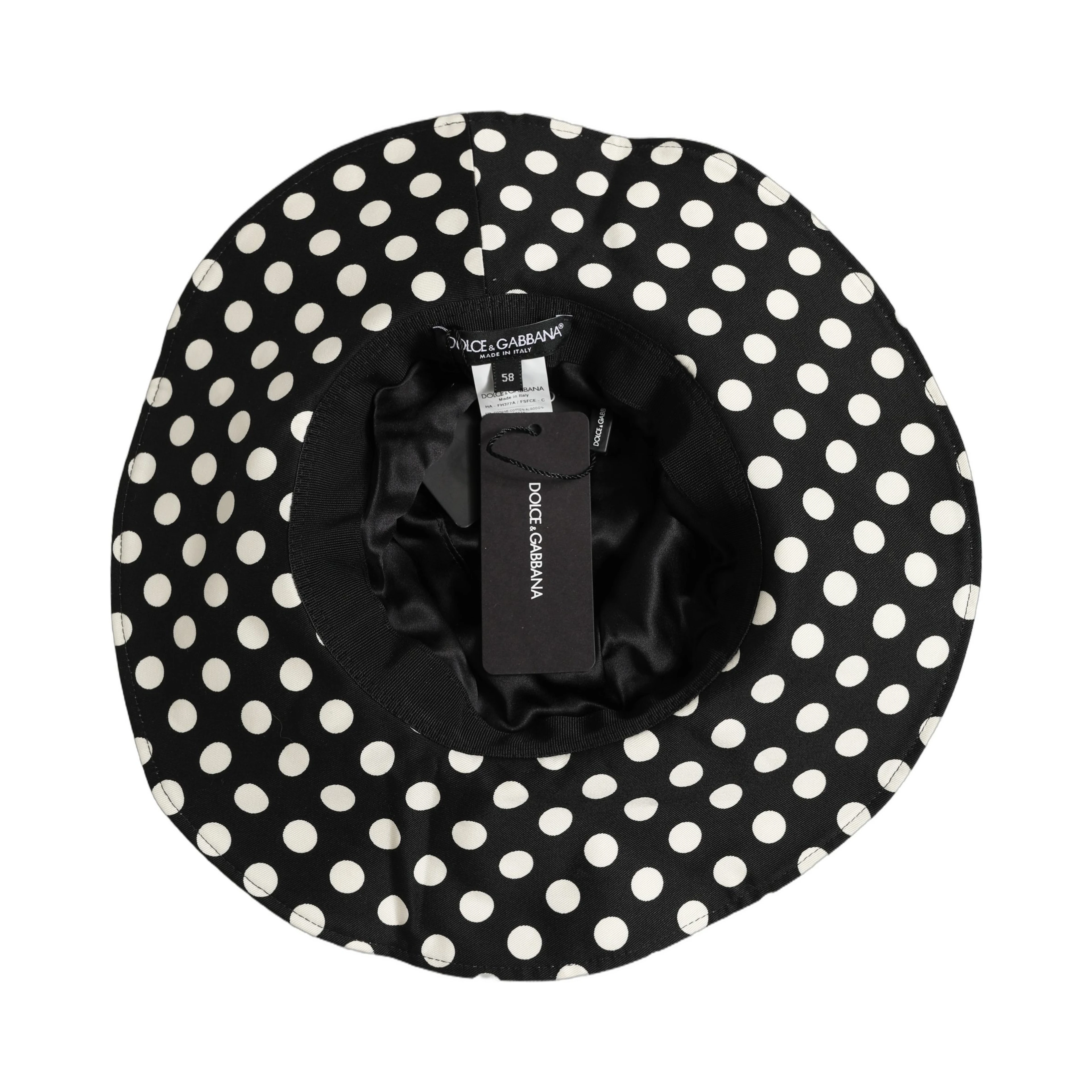 Black White Polka Dot Cotton Bucket Capello Hat