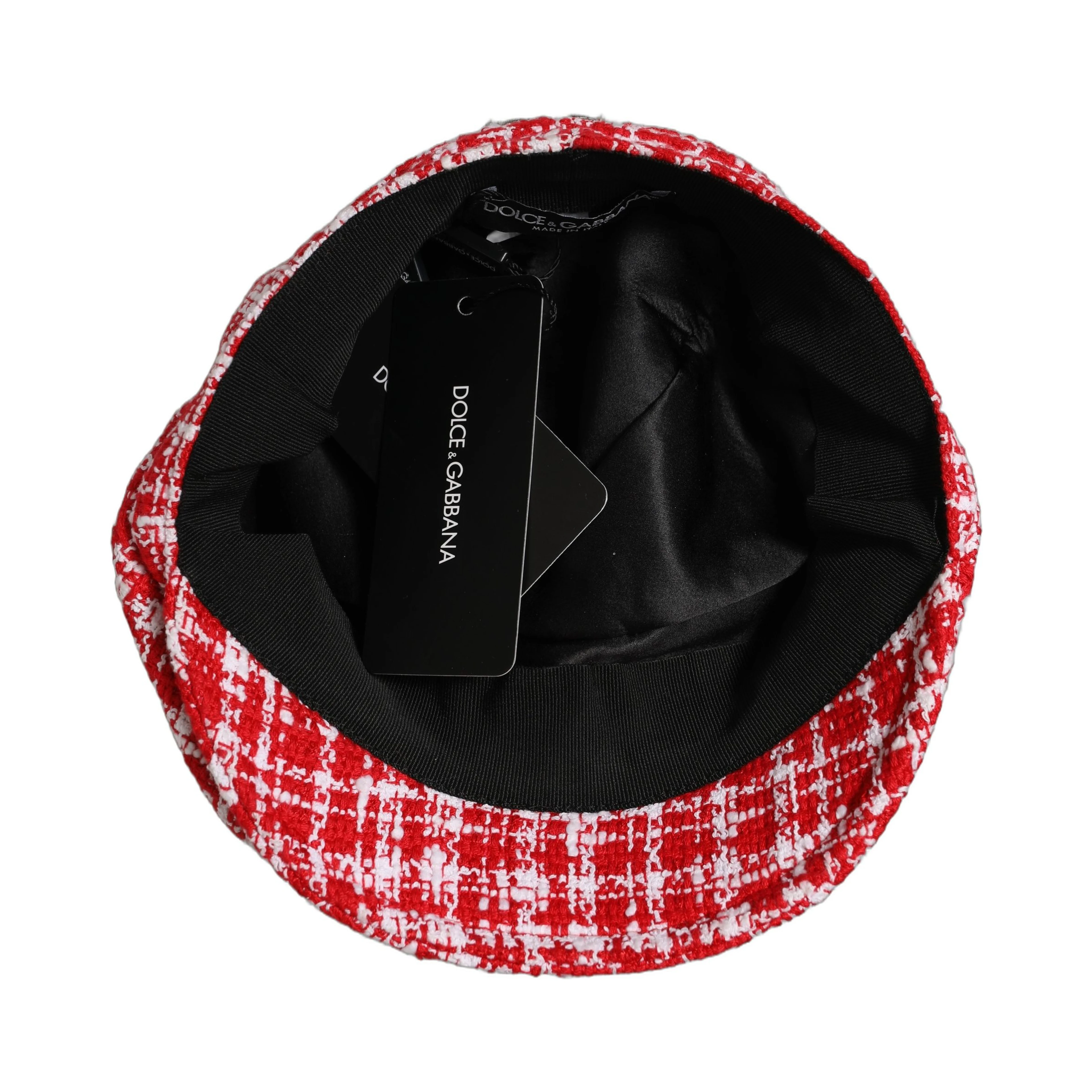 Red White Tweed Textured Baker Boy Capello Hat