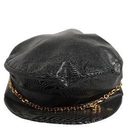 Black Cotton Gold DG Chain Baker Boy Capello Hat