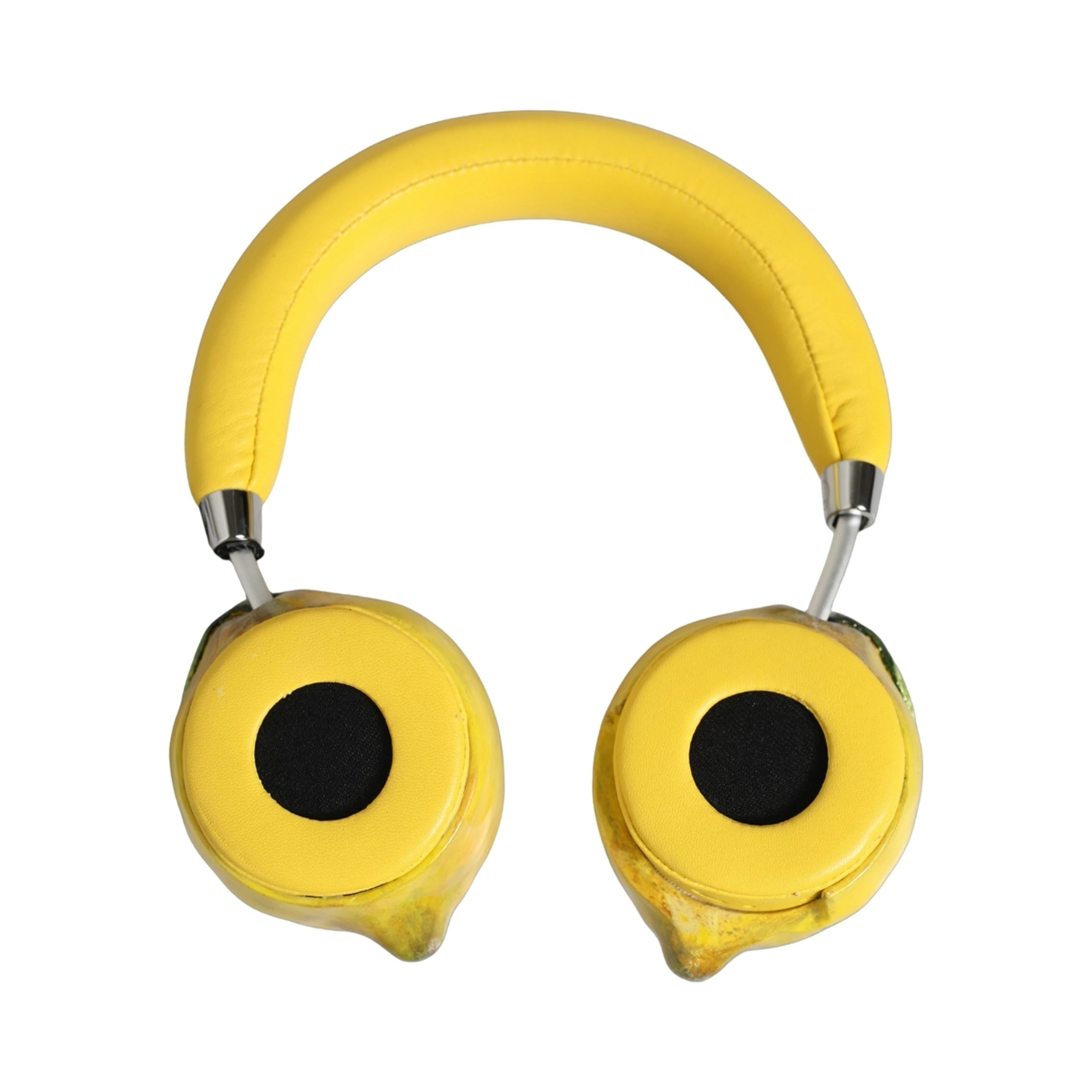 Yellow Vibrant Lemon Leather Headset Headphones