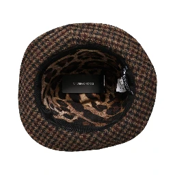 Brown Checkered Wool Tweed Fedora Capello Hats