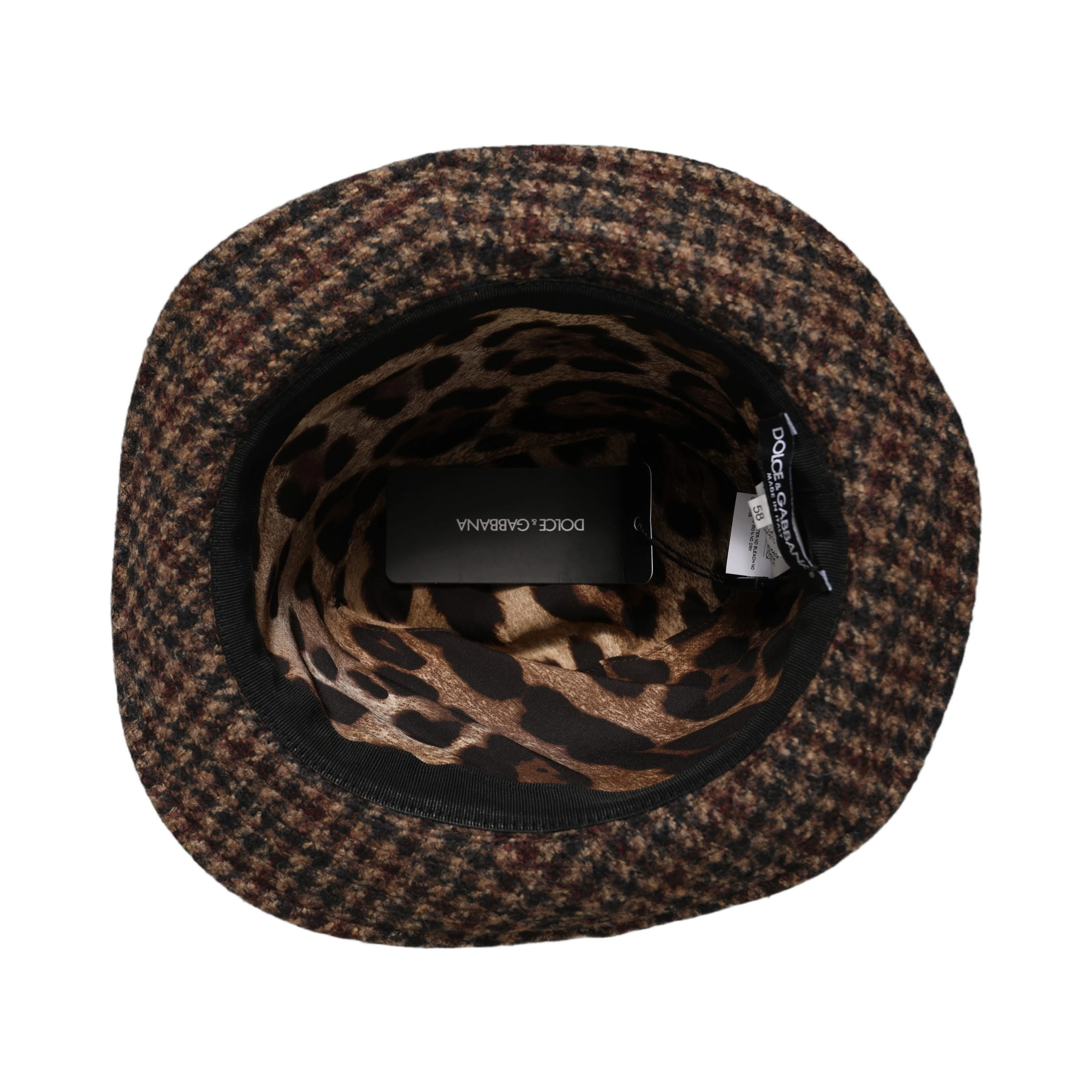 Brown Checkered Wool Tweed Fedora Capello Hats