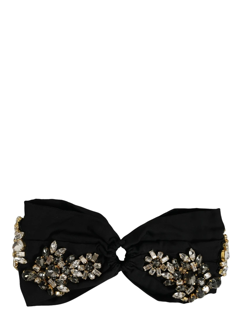 Black Silk Crystal Embellishment One Size Headband