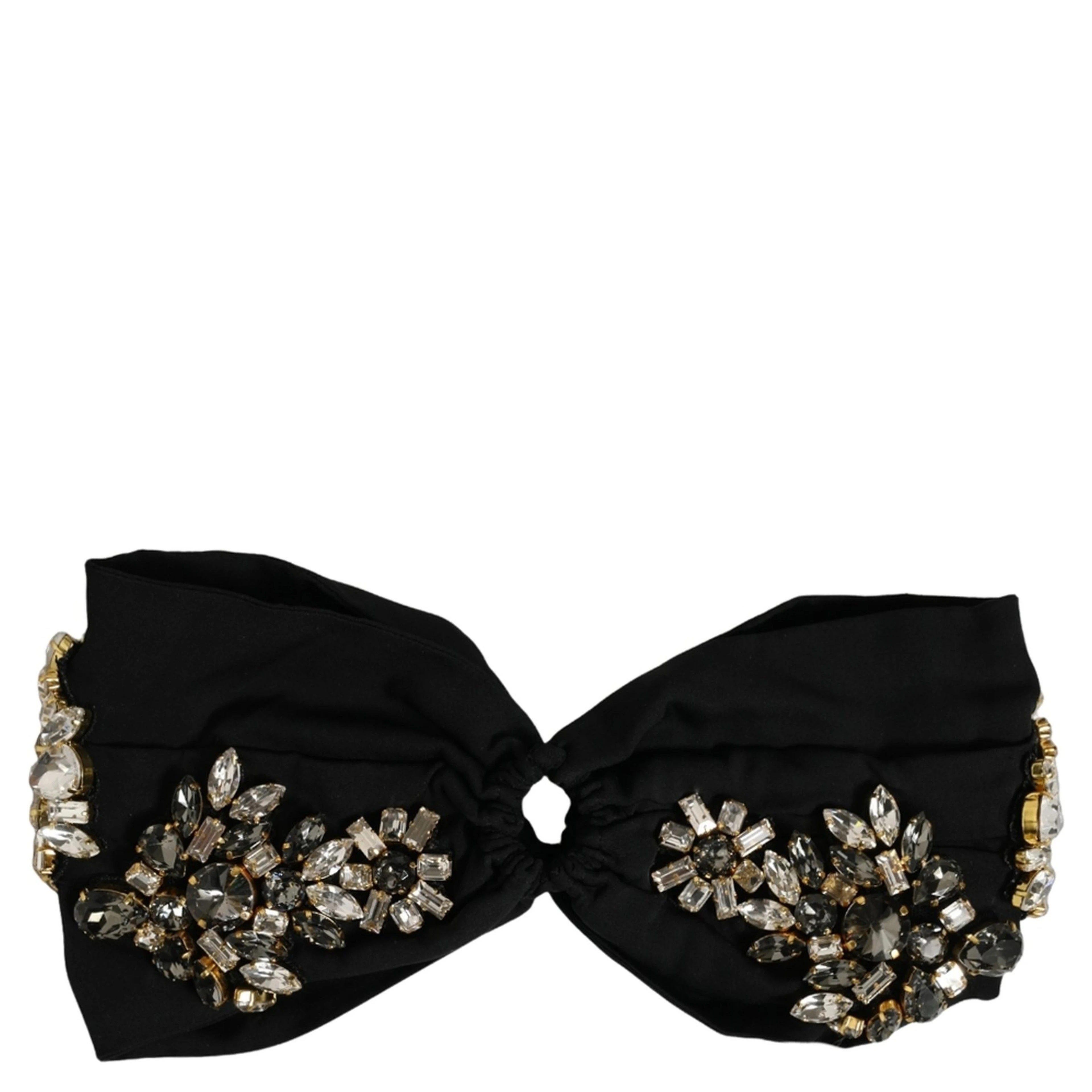 Black Silk Crystal Embellishment One Size Headband