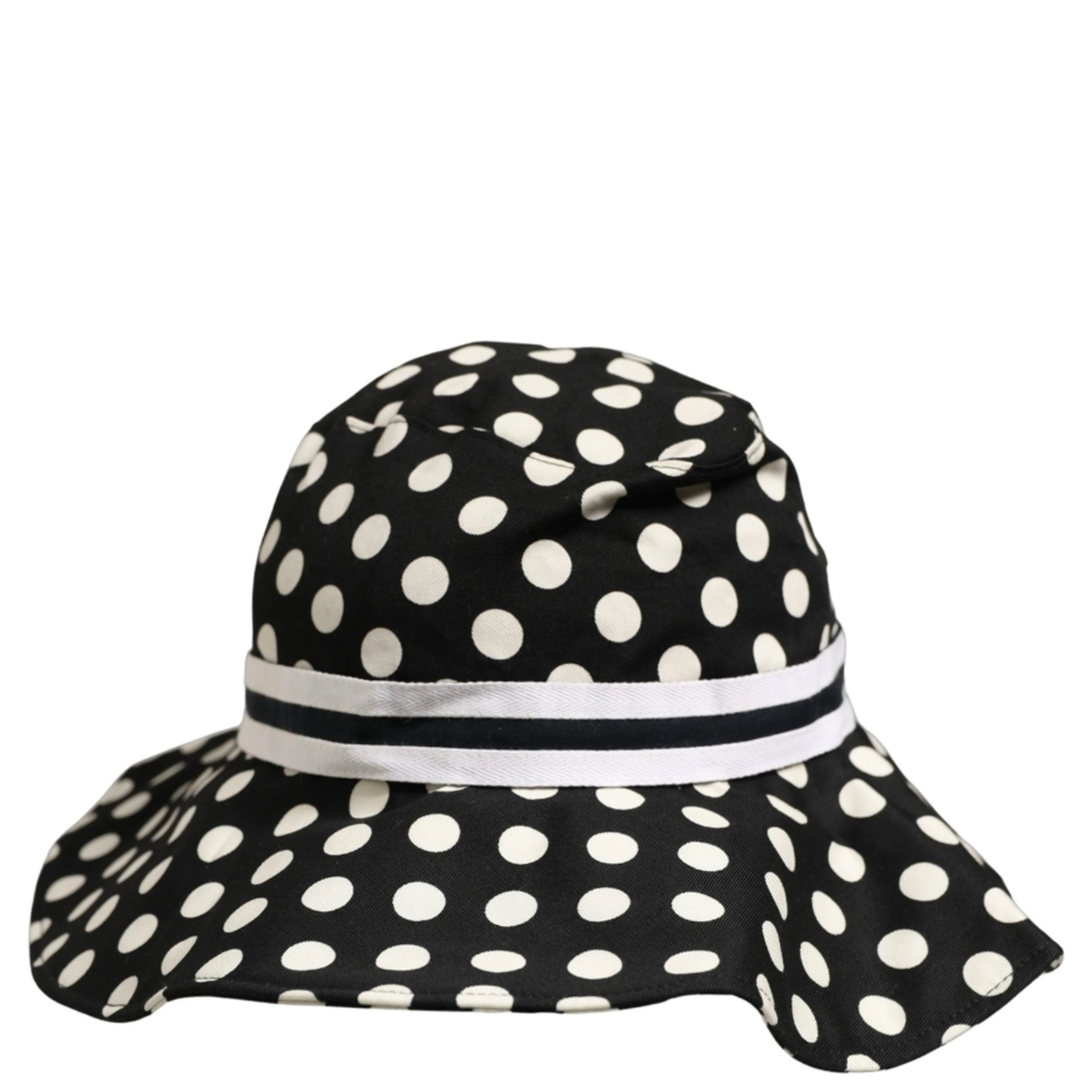 Black White Polka Dot Cotton Bucket Capello Hat