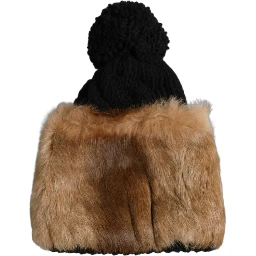 Black Brown Dyed Rabbit Real Fur Winter Beanie Hat