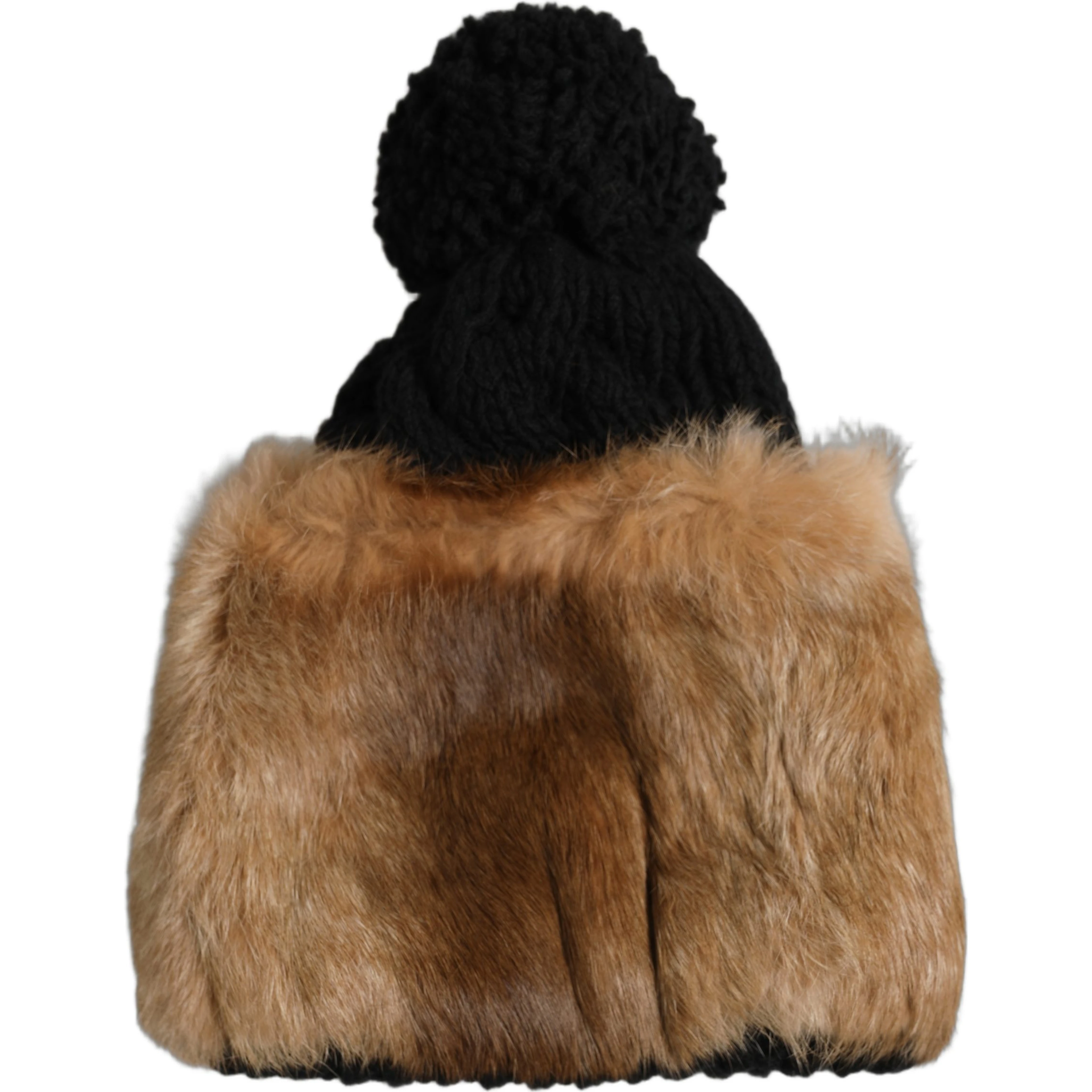 Black Brown Dyed Rabbit Real Fur Winter Beanie Hat